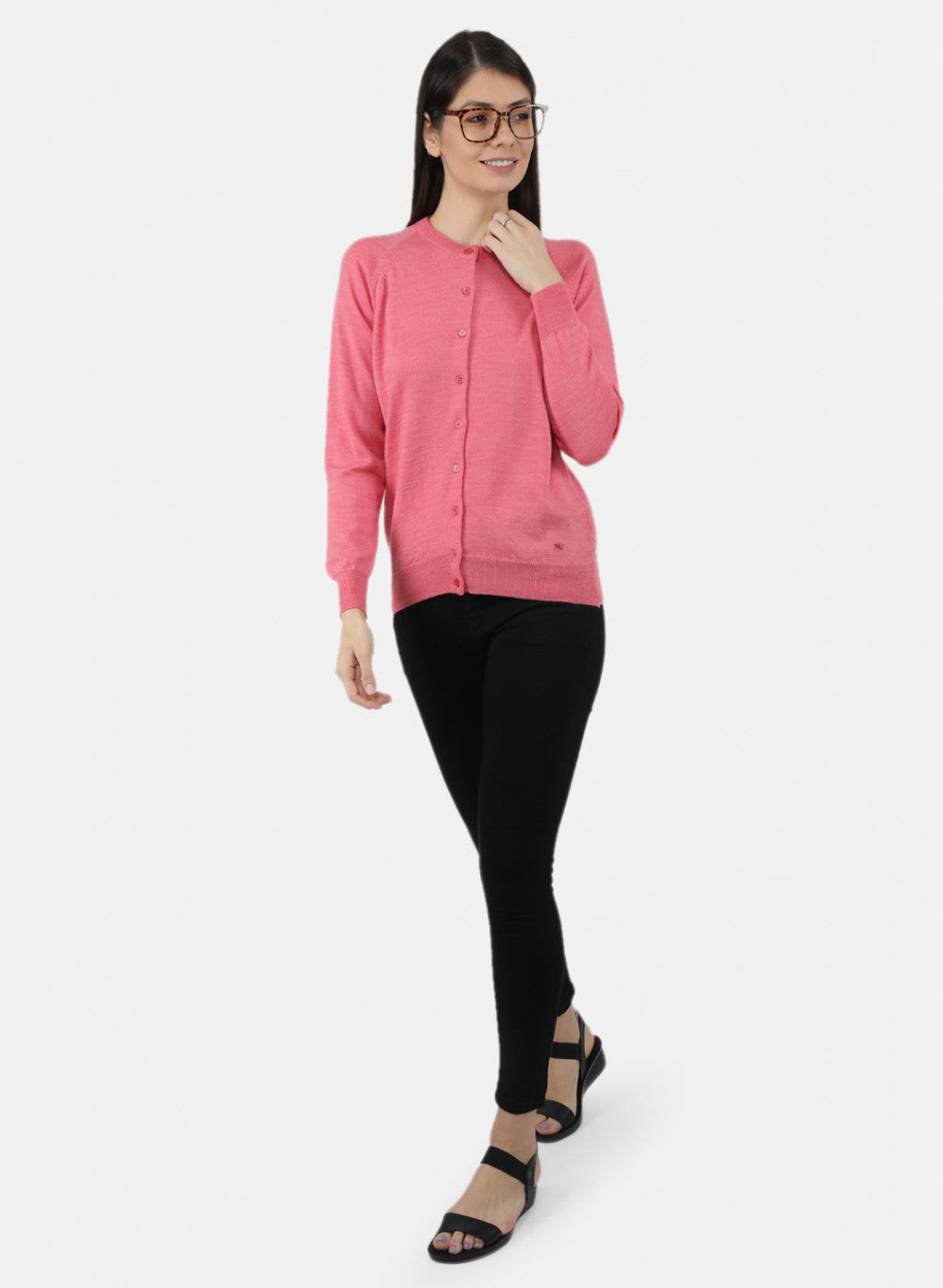 Women Pink Solid Cardigan