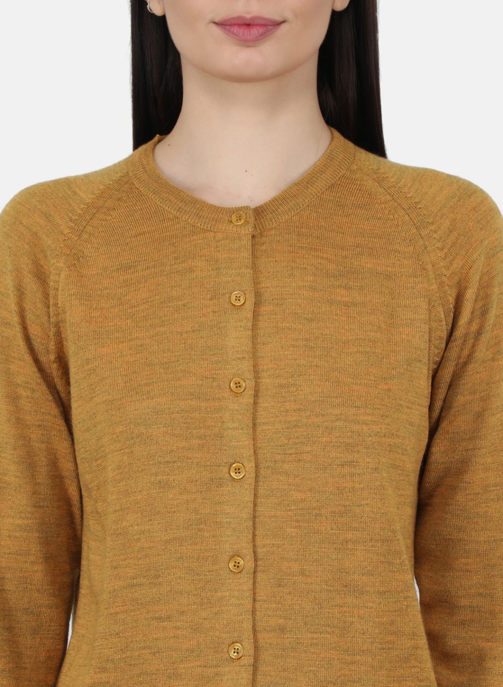 Women Gold Solid Cardigan