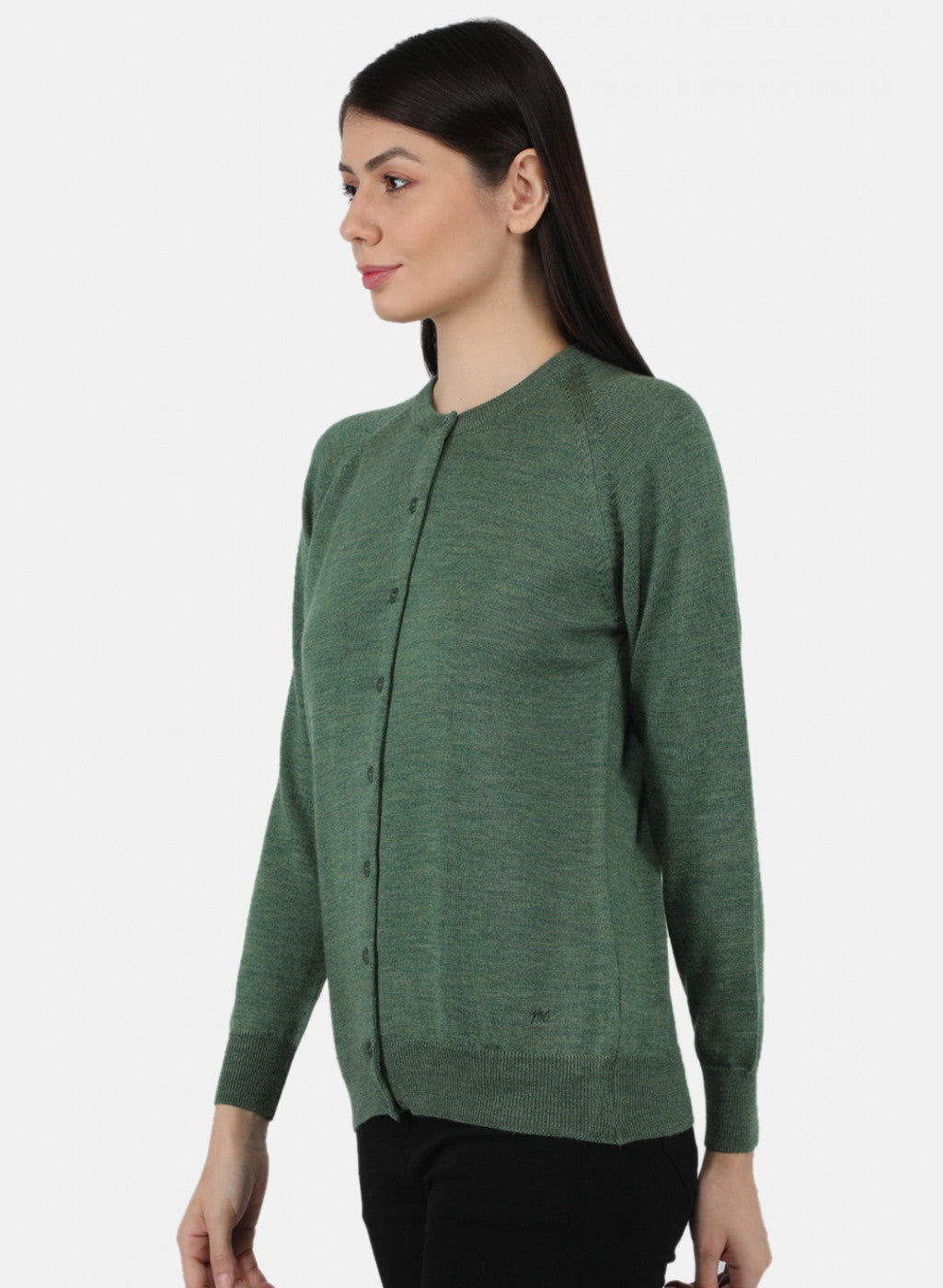 Women Green Solid Cardigan