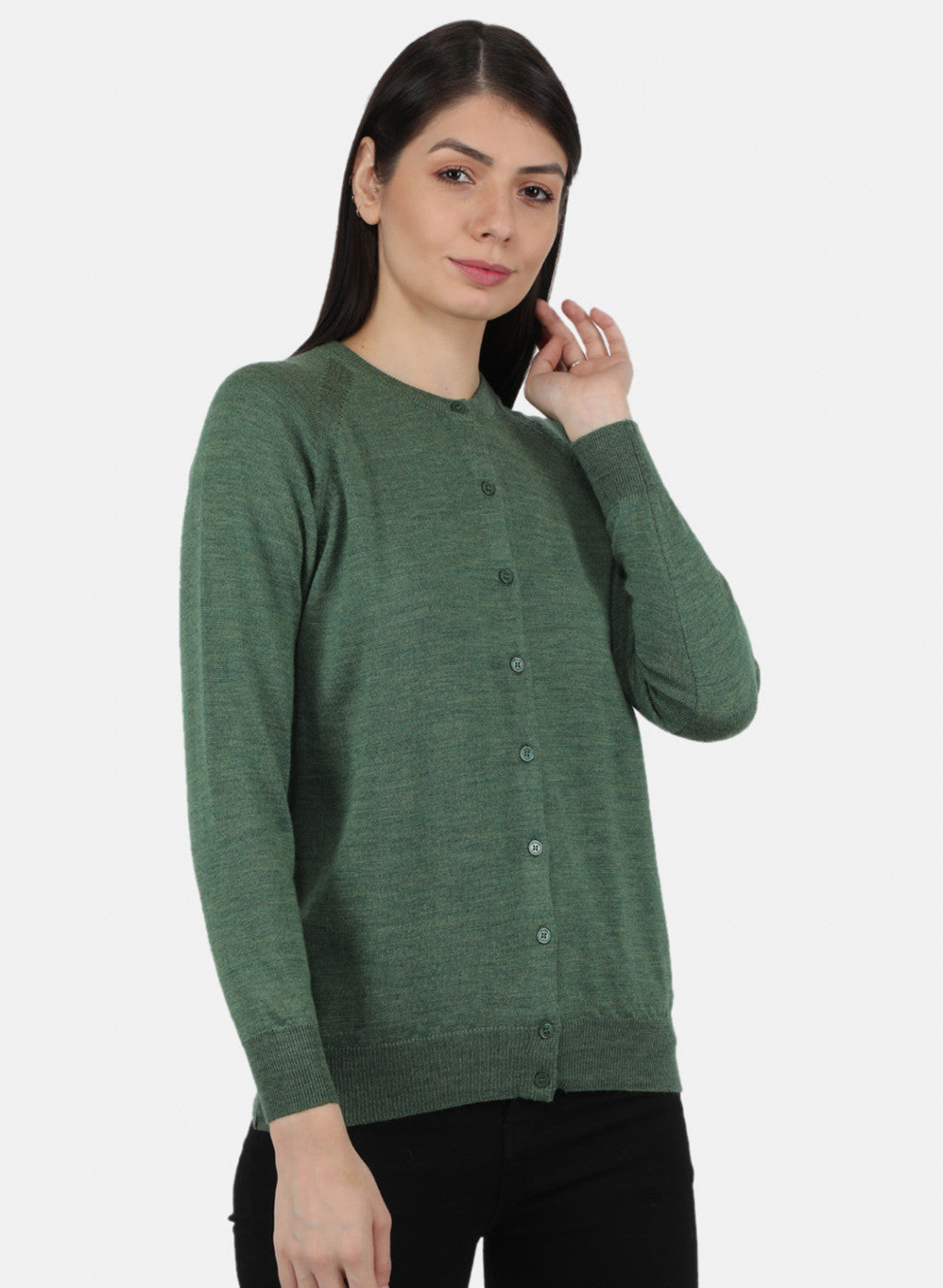Women Green Solid Cardigan