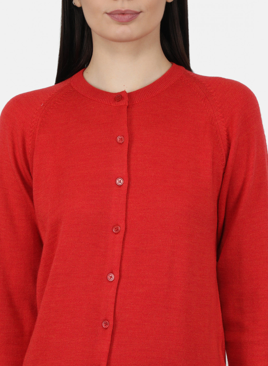Women Red Solid Cardigan