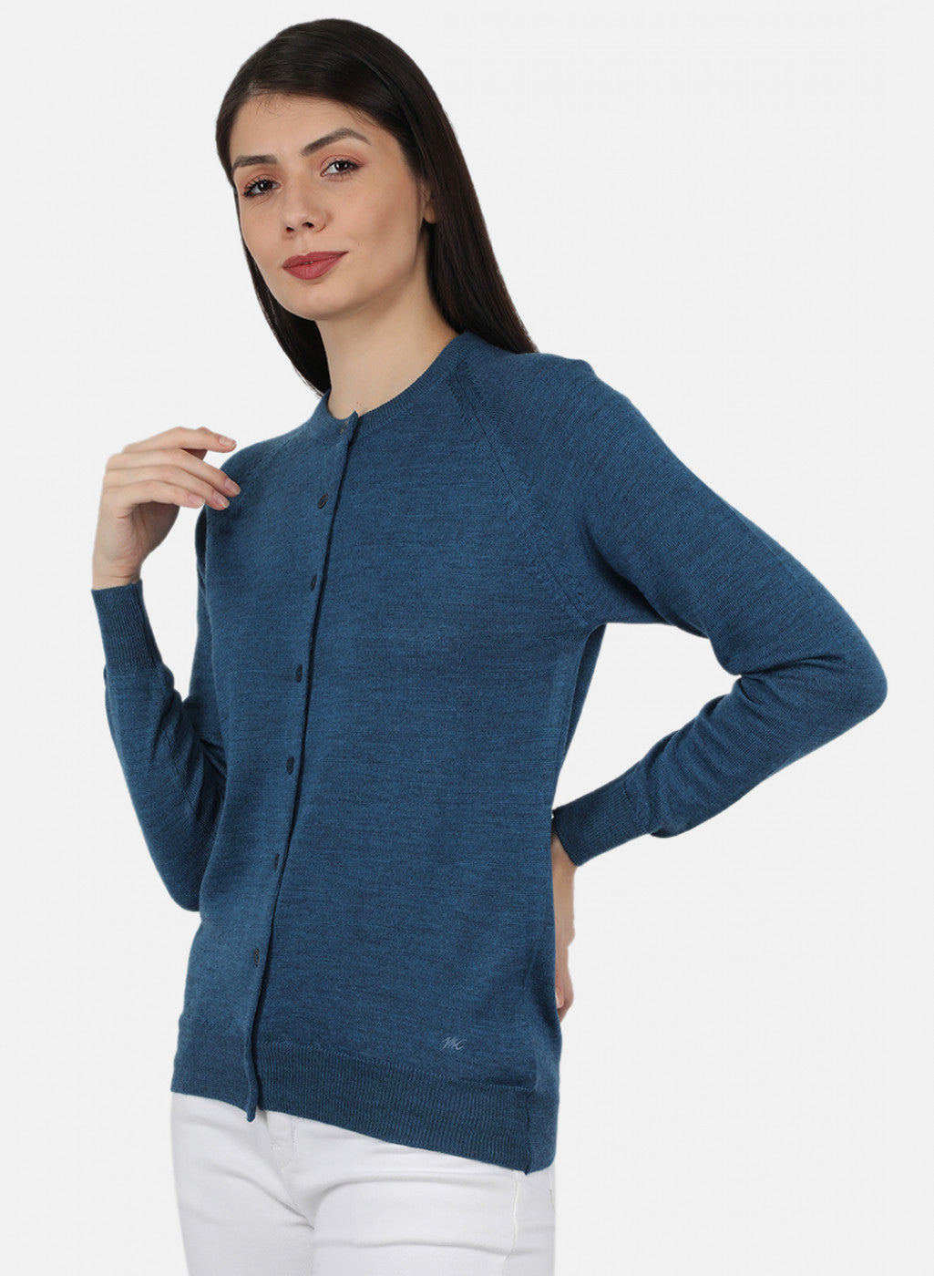 Women Blue Solid Cardigan