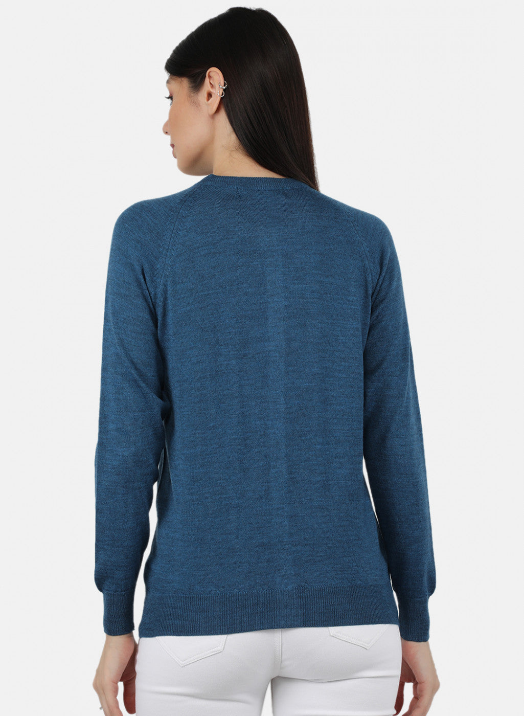 Women Blue Solid Cardigan