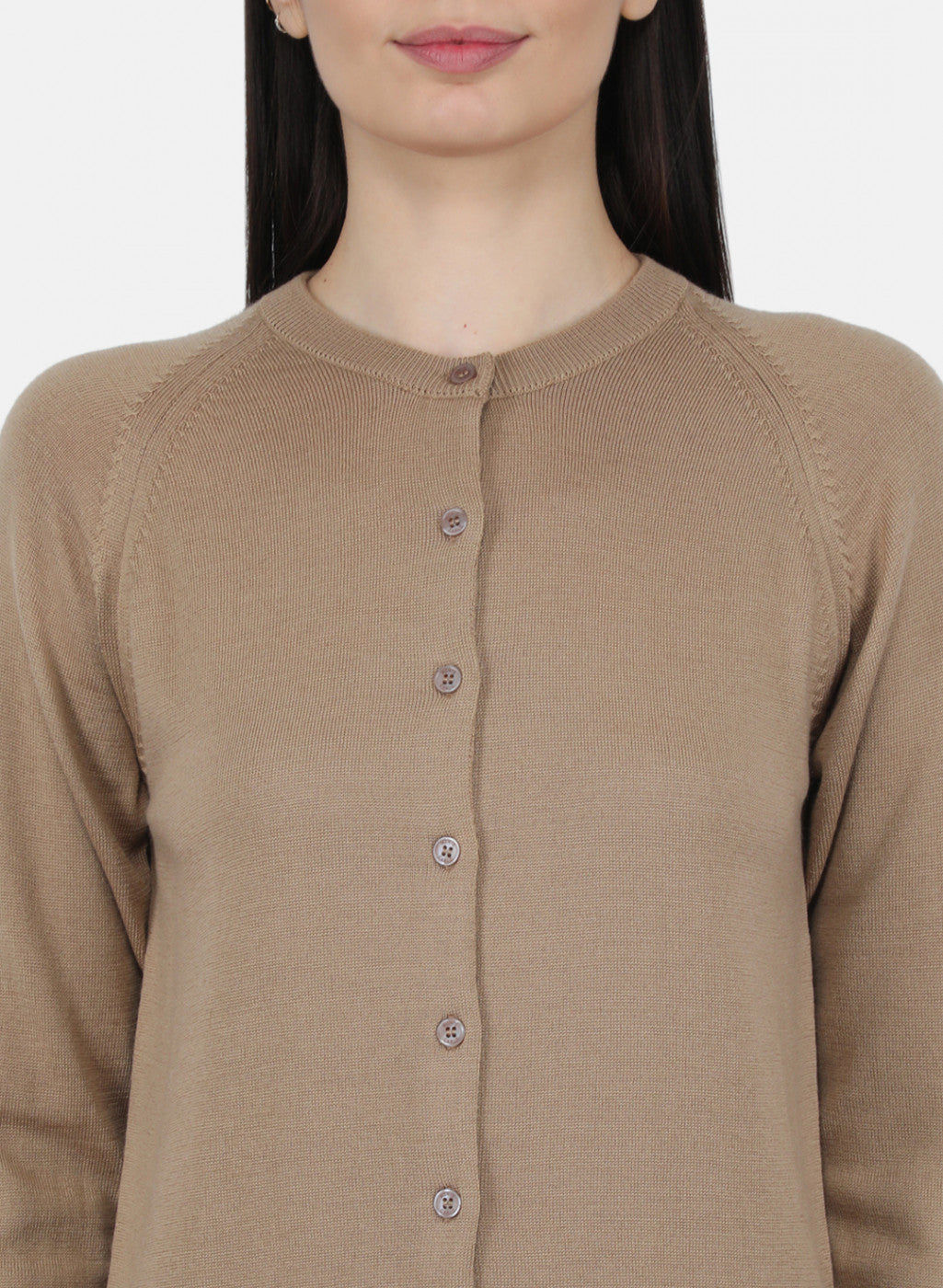 Women Beige Solid Cardigan