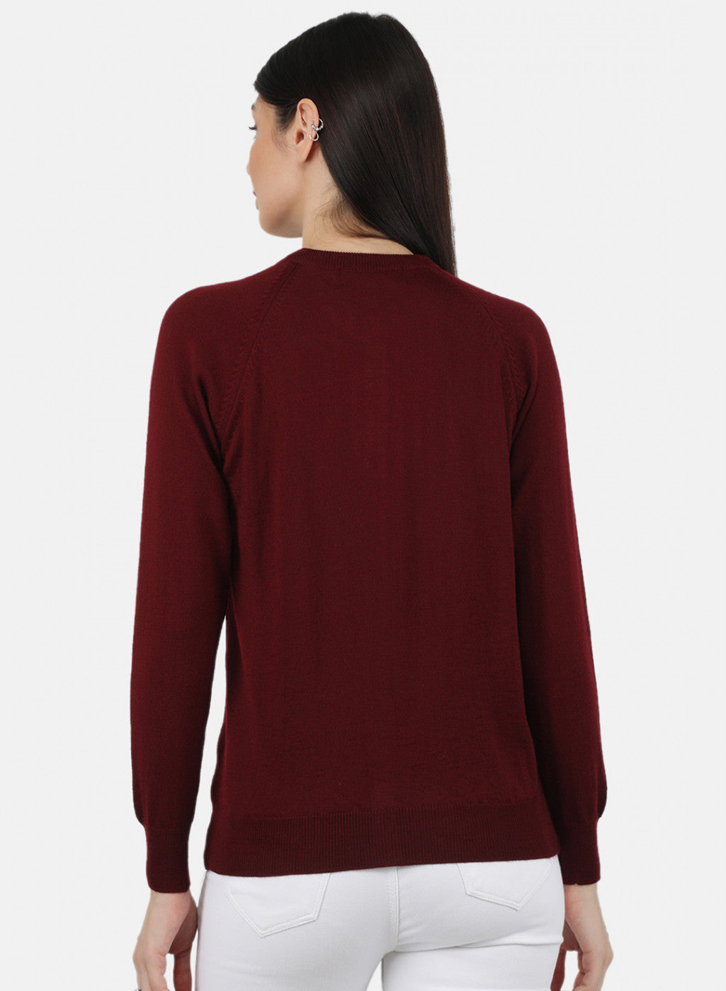 Women Maroon Solid Cardigan