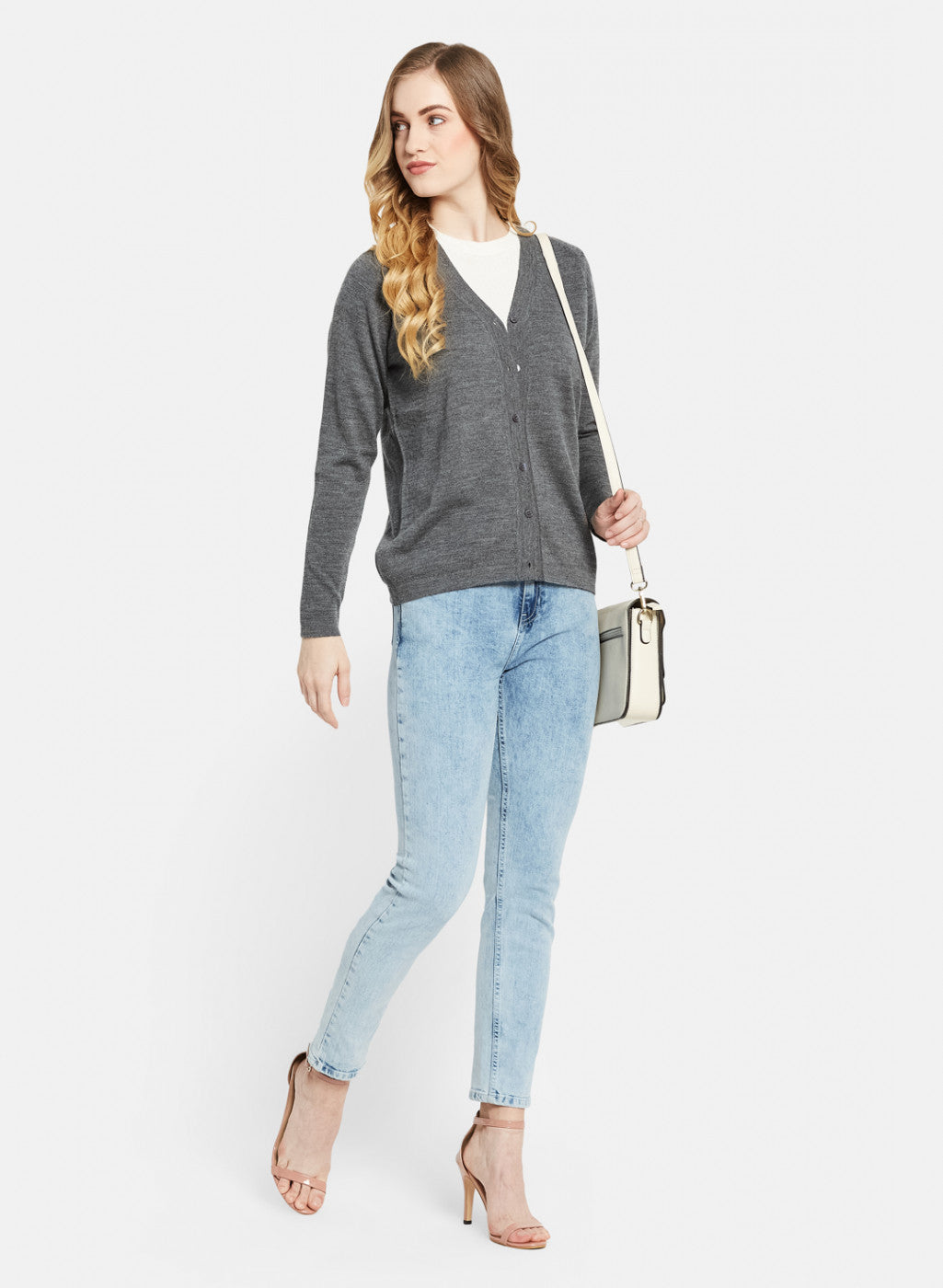 Women Grey Solid Cardigan