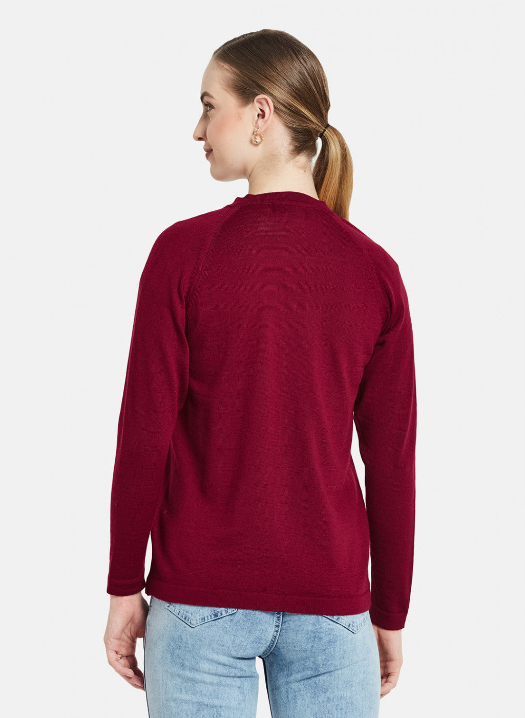 Women Maroon Solid Cardigan