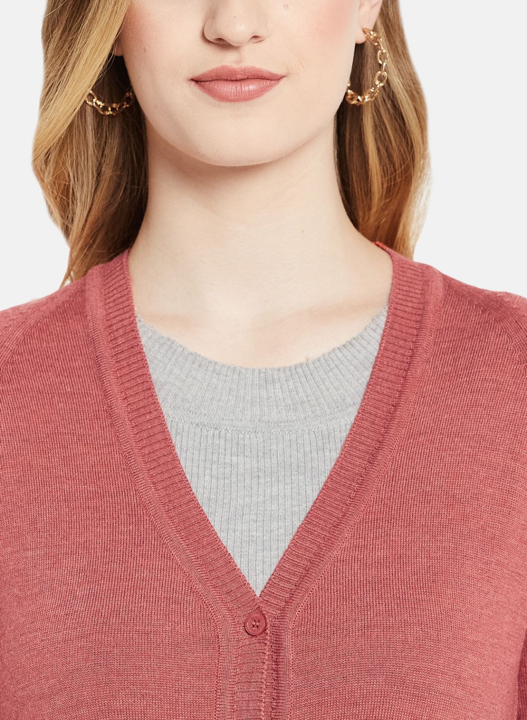 Women Red Solid Cardigan