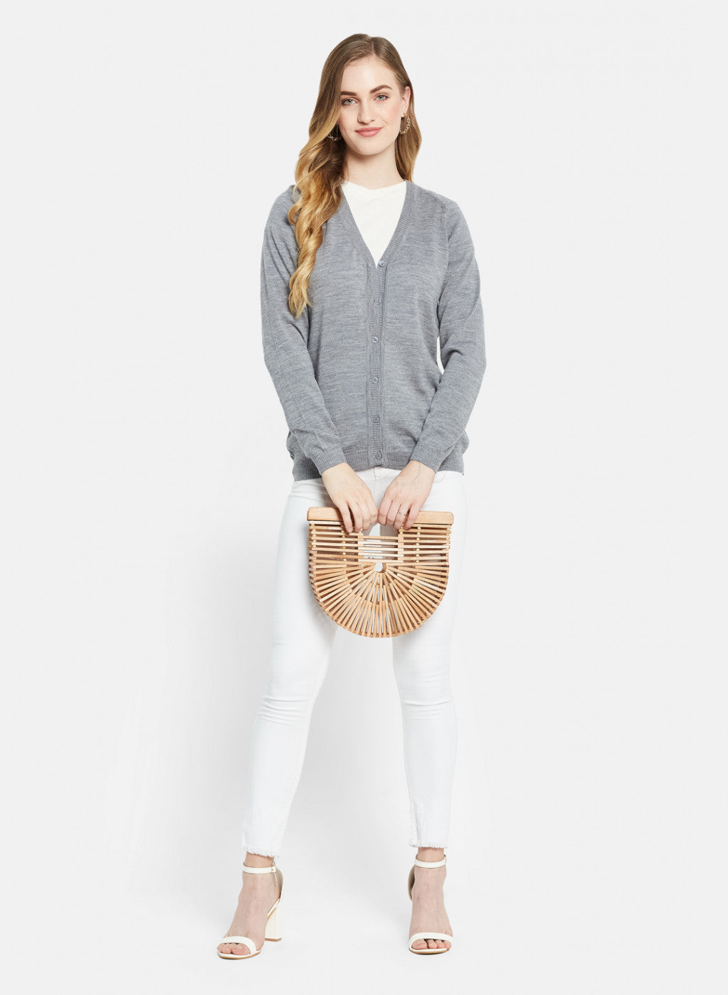 Women Grey Solid Cardigan