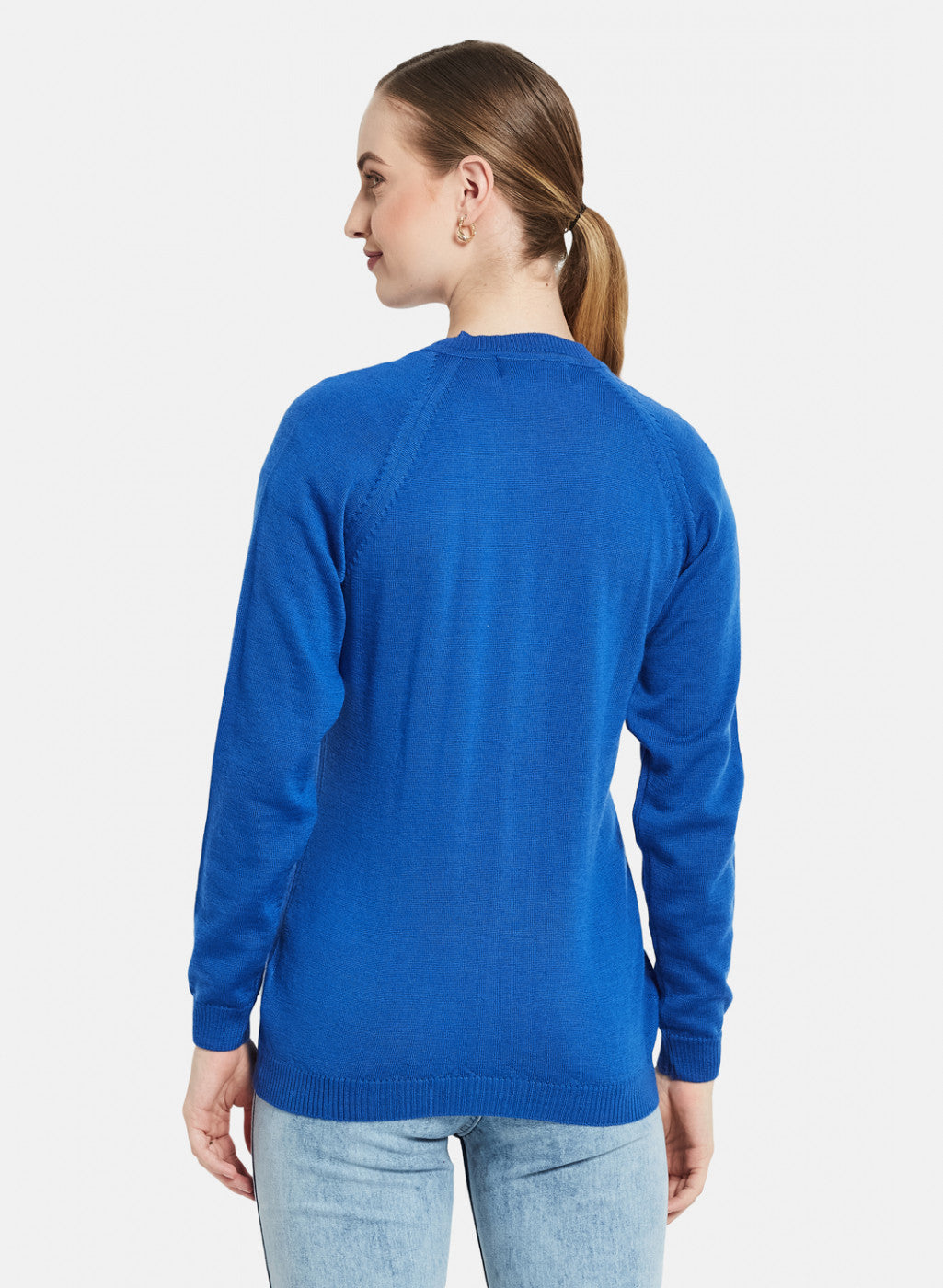 Women Blue Solid Cardigan
