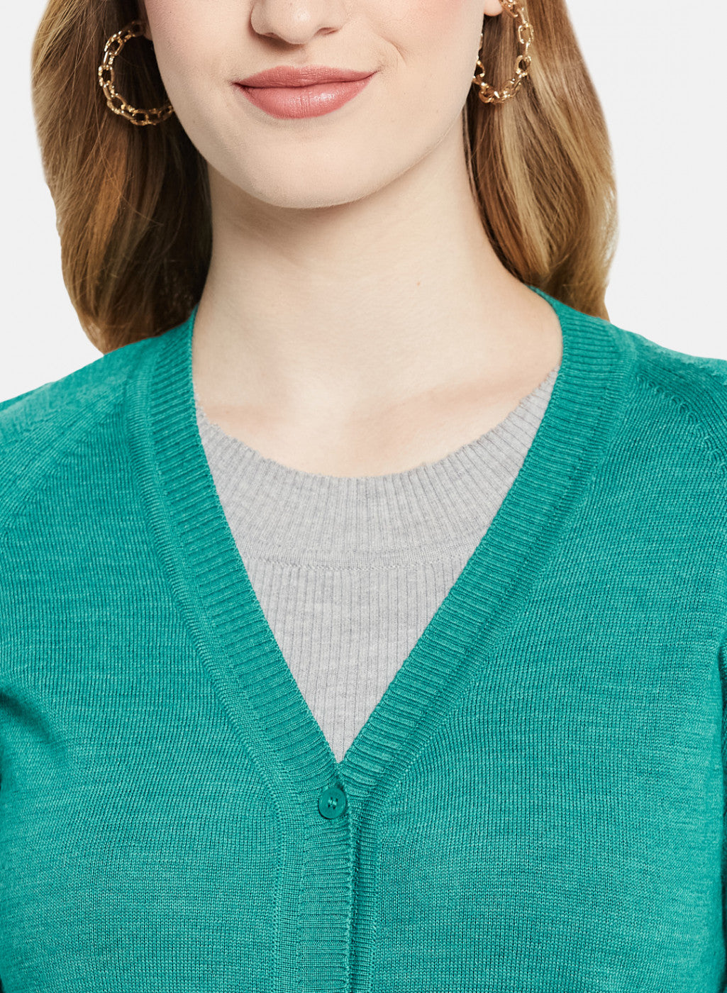 Women Aqua Green Solid Cardigan