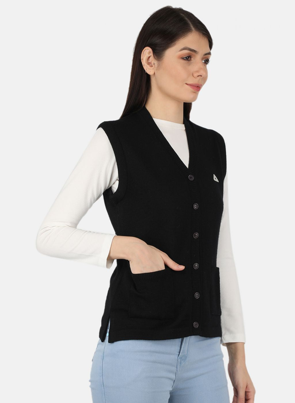 Women Black Solid Cardigan