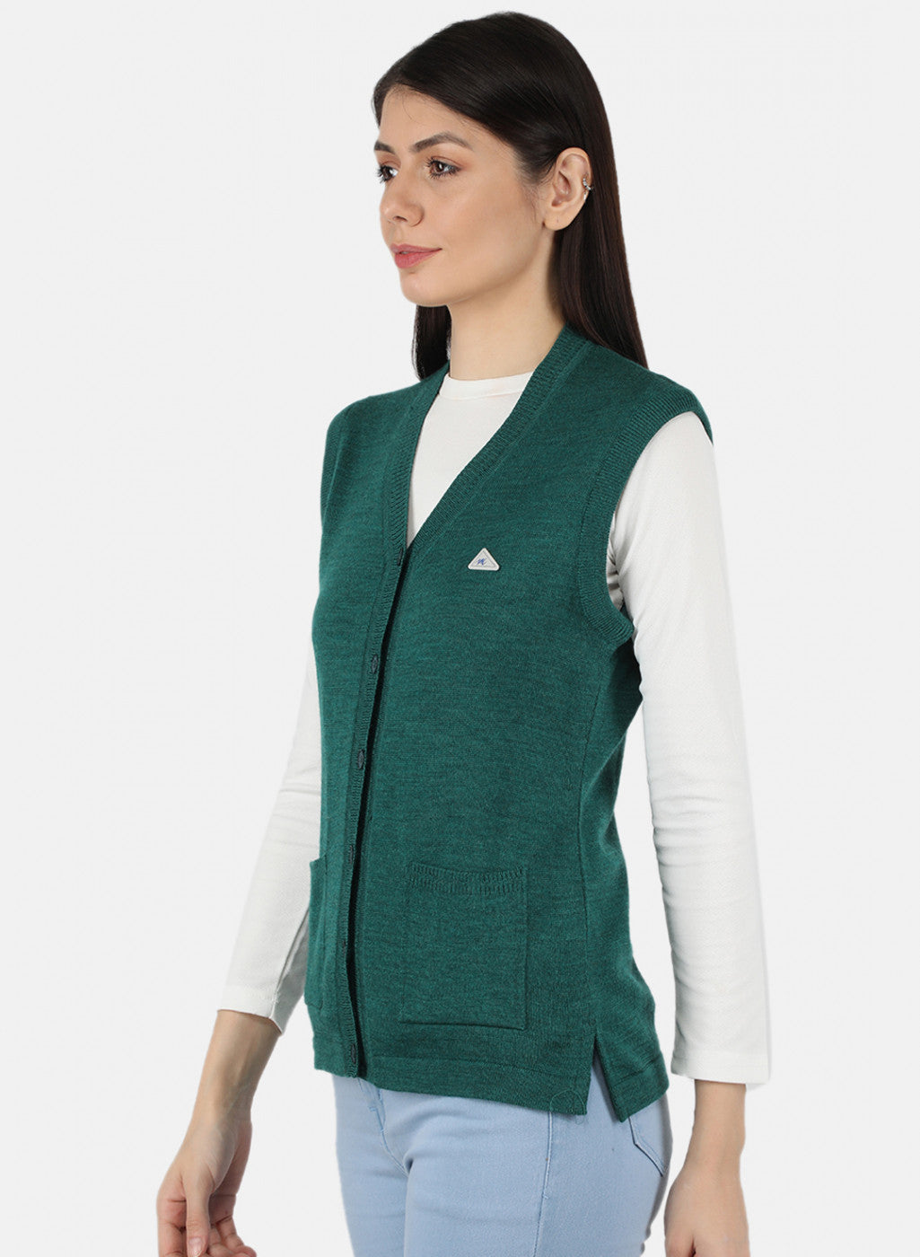 Women Green Solid Cardigan