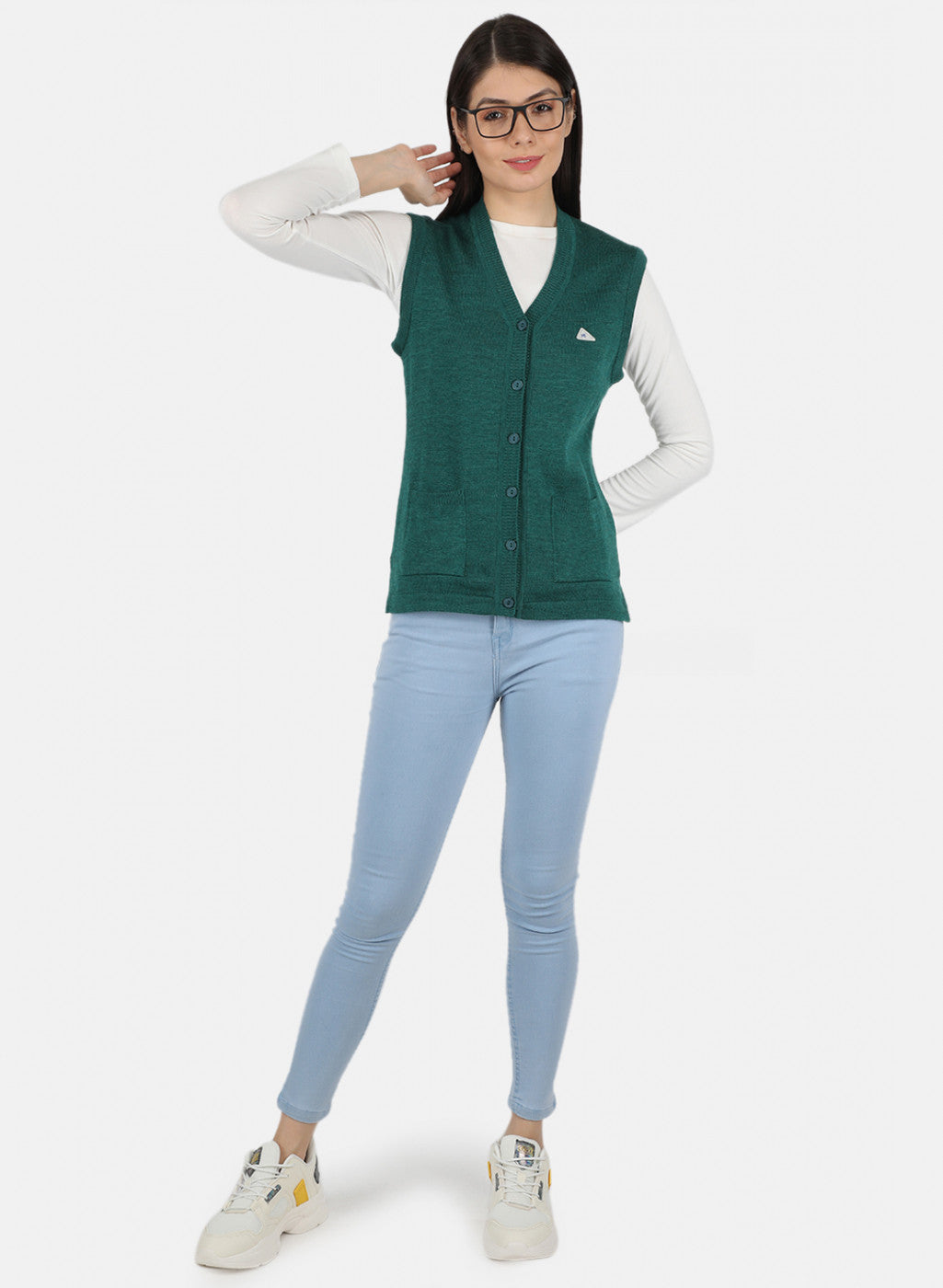Women Green Solid Cardigan
