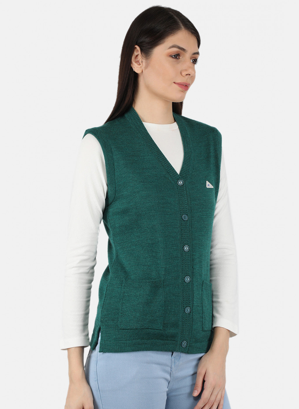 Women Green Solid Cardigan
