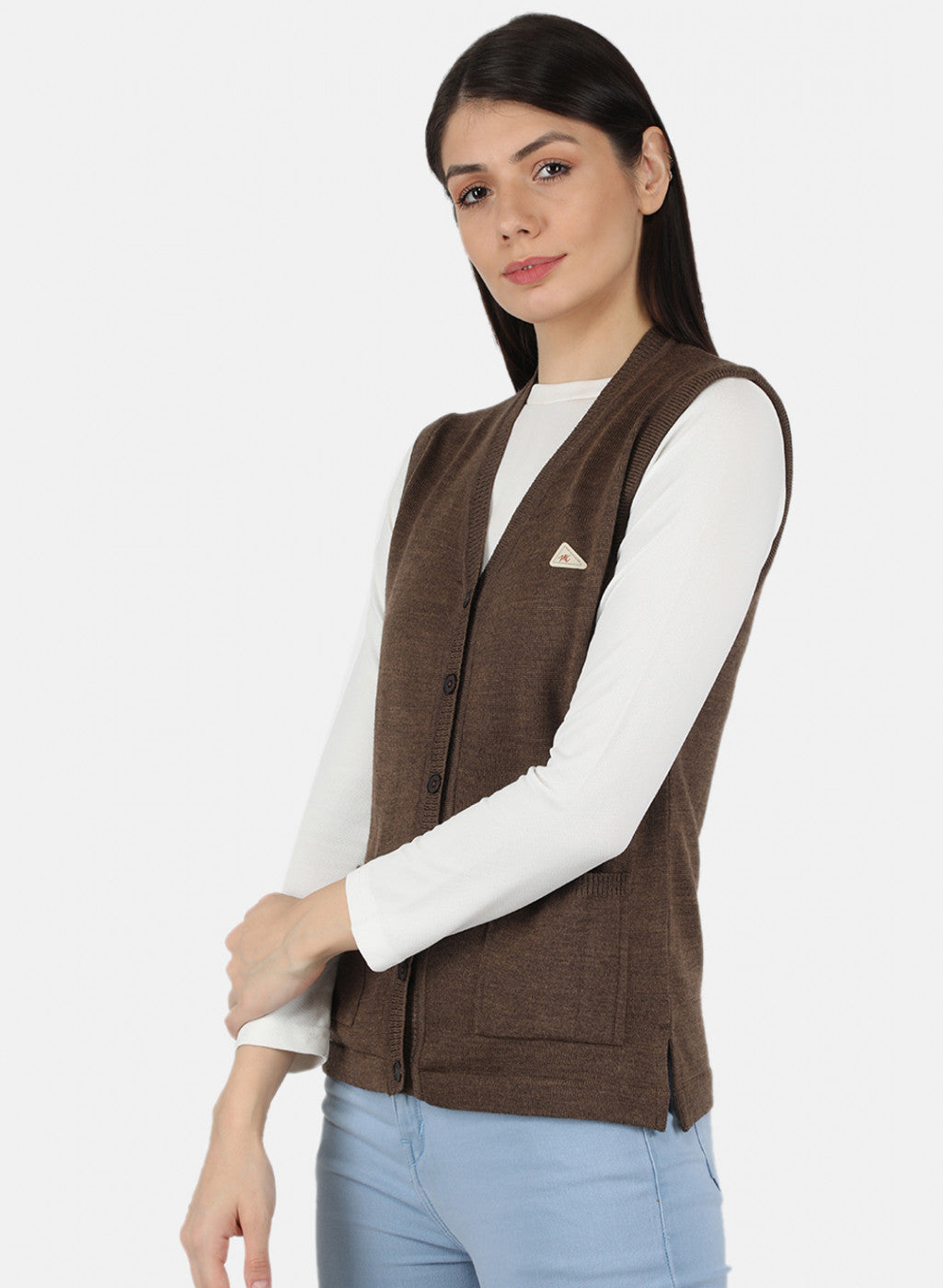 Women Brown Solid Cardigan