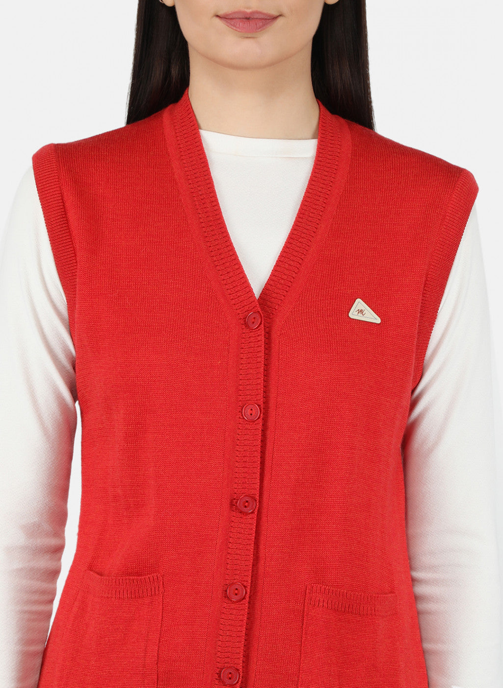 Women Red Solid Cardigan
