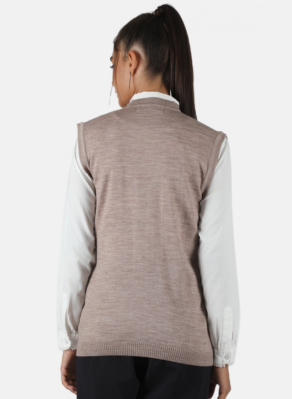 Women Beige Solid Cardigan