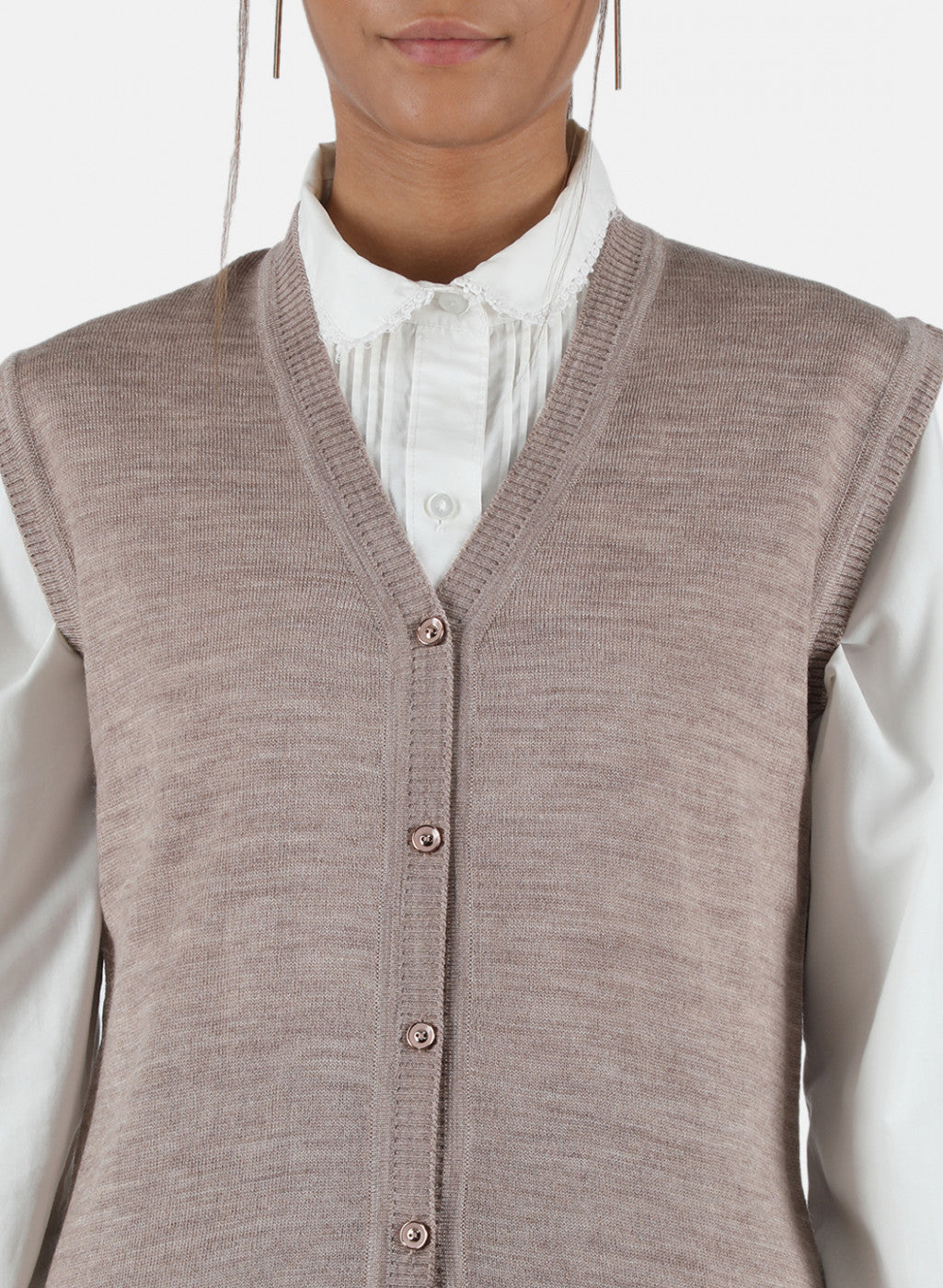 Women Beige Solid Cardigan