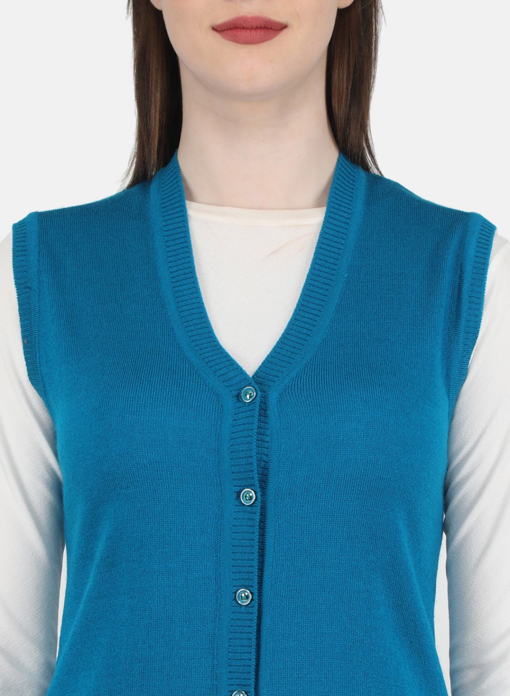 Women Blue Solid Cardigan