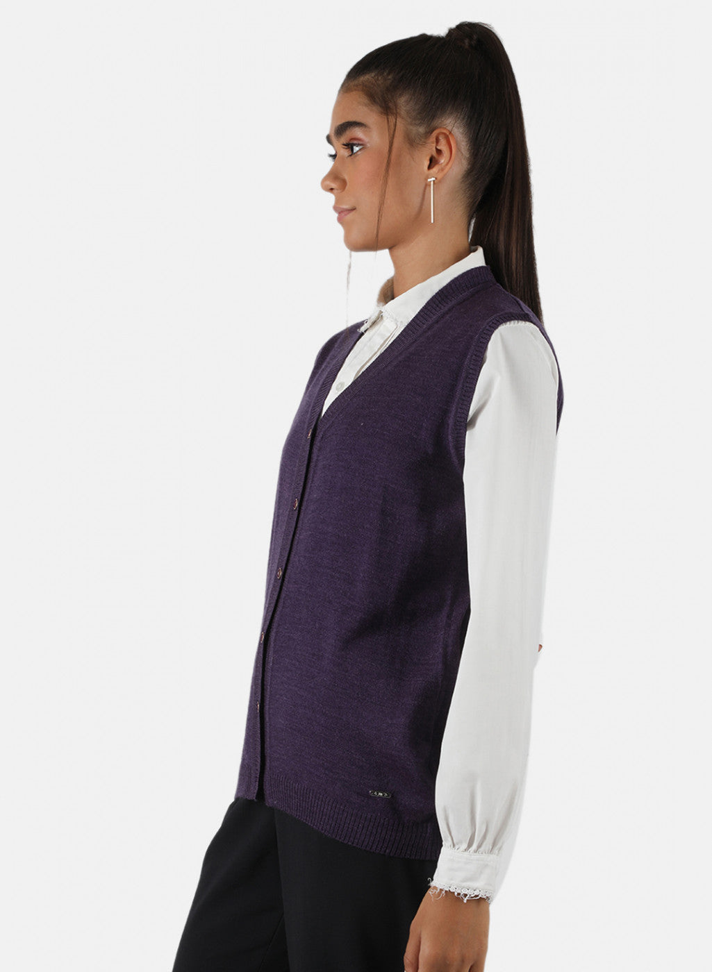Women Purple Solid Cardigan