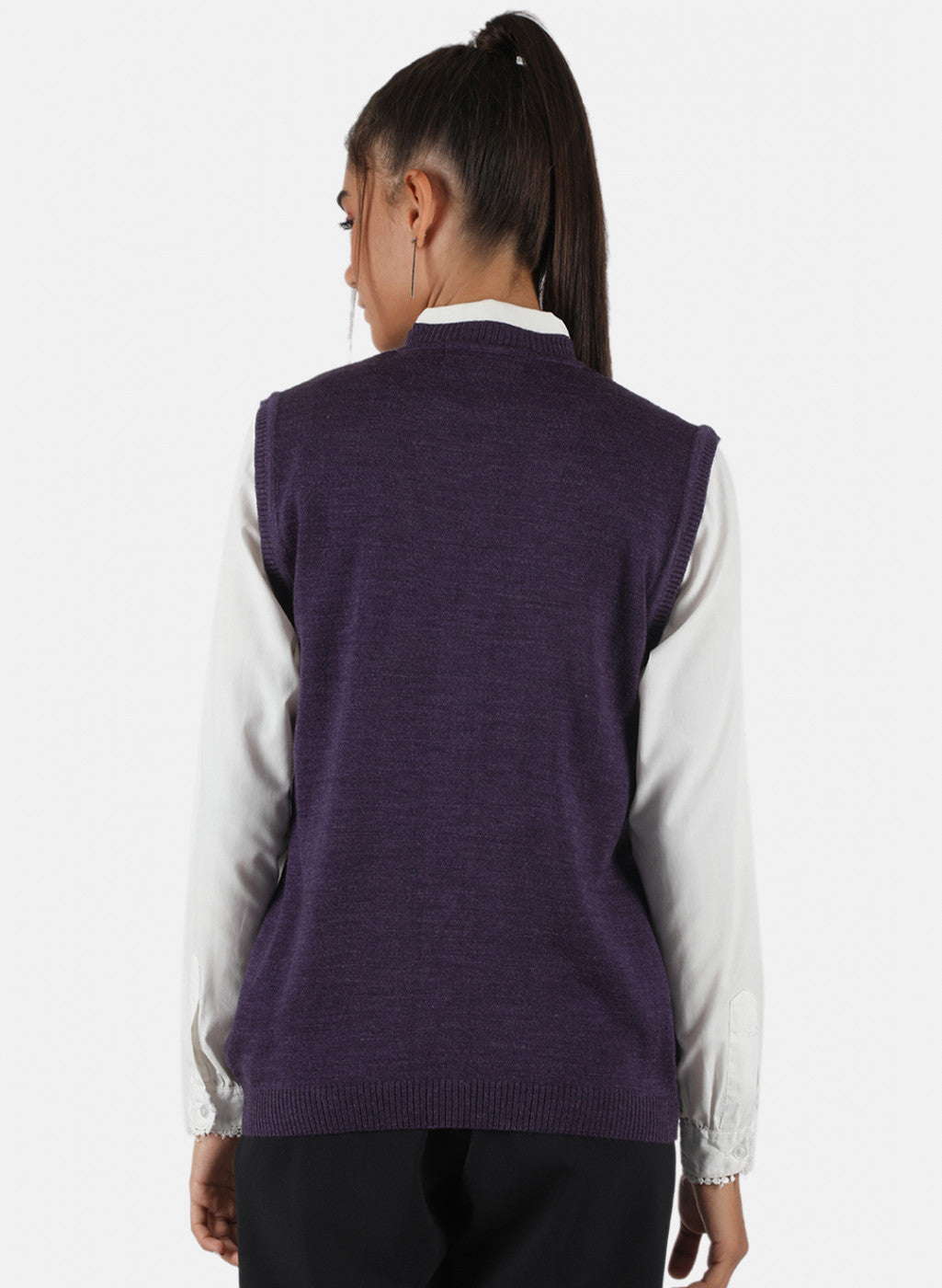 Women Purple Solid Cardigan