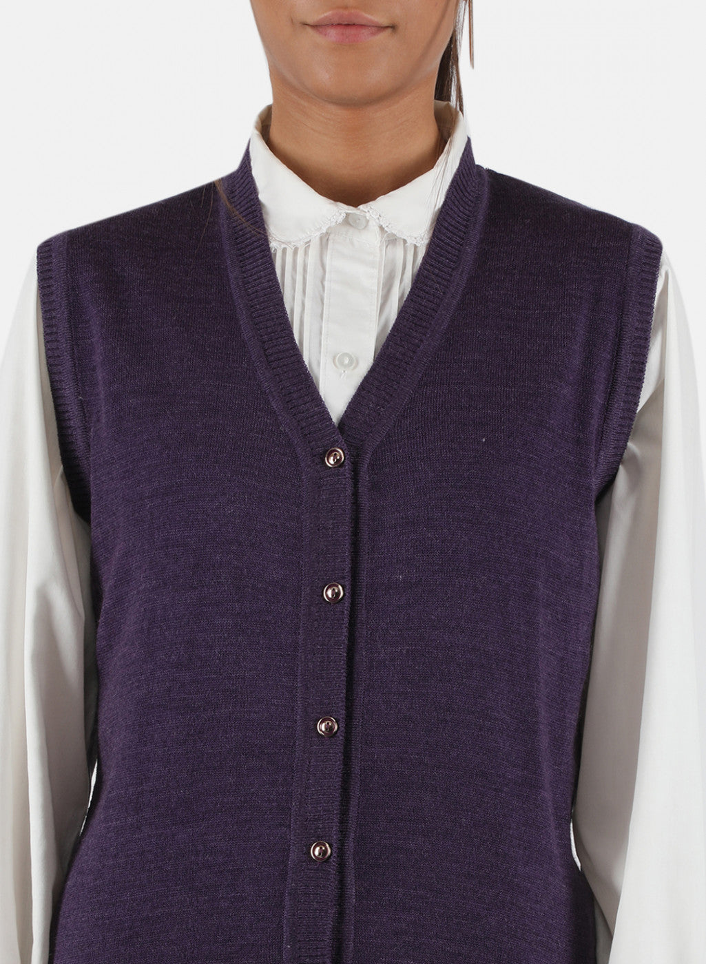 Women Purple Solid Cardigan