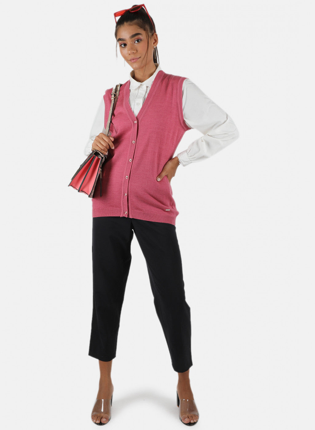 Women Pink Solid Cardigan