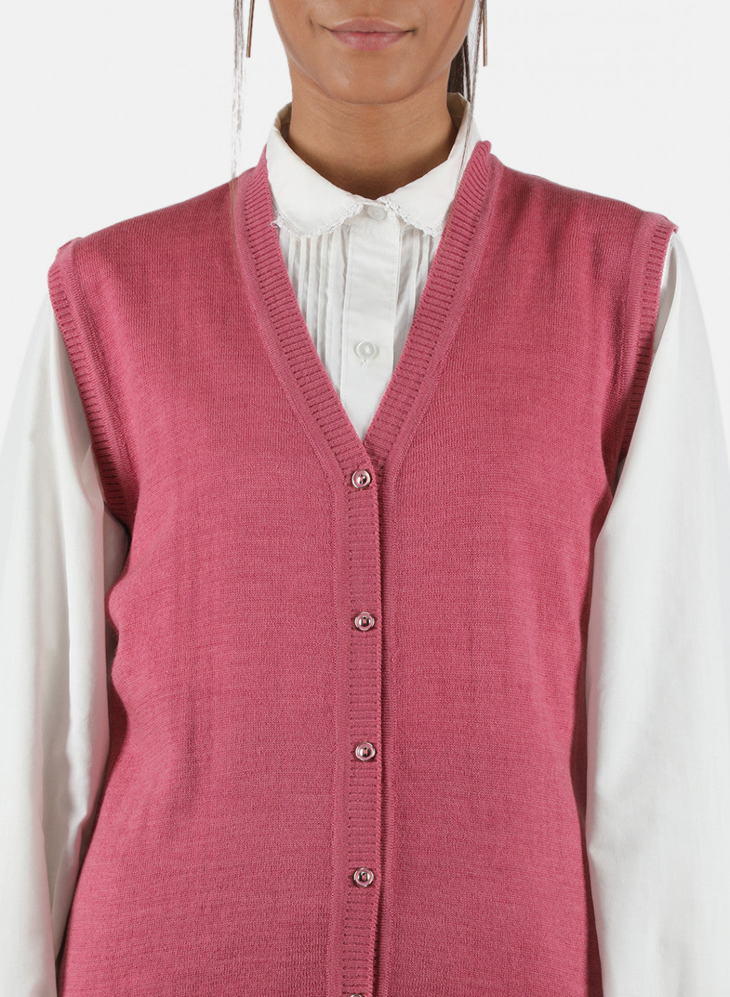 Women Pink Solid Cardigan