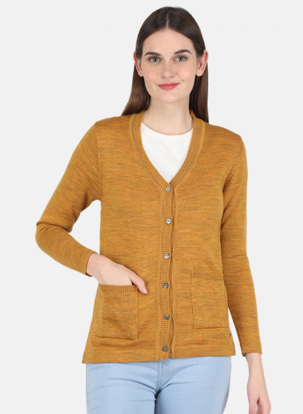 Women Yellow Solid Cardigan