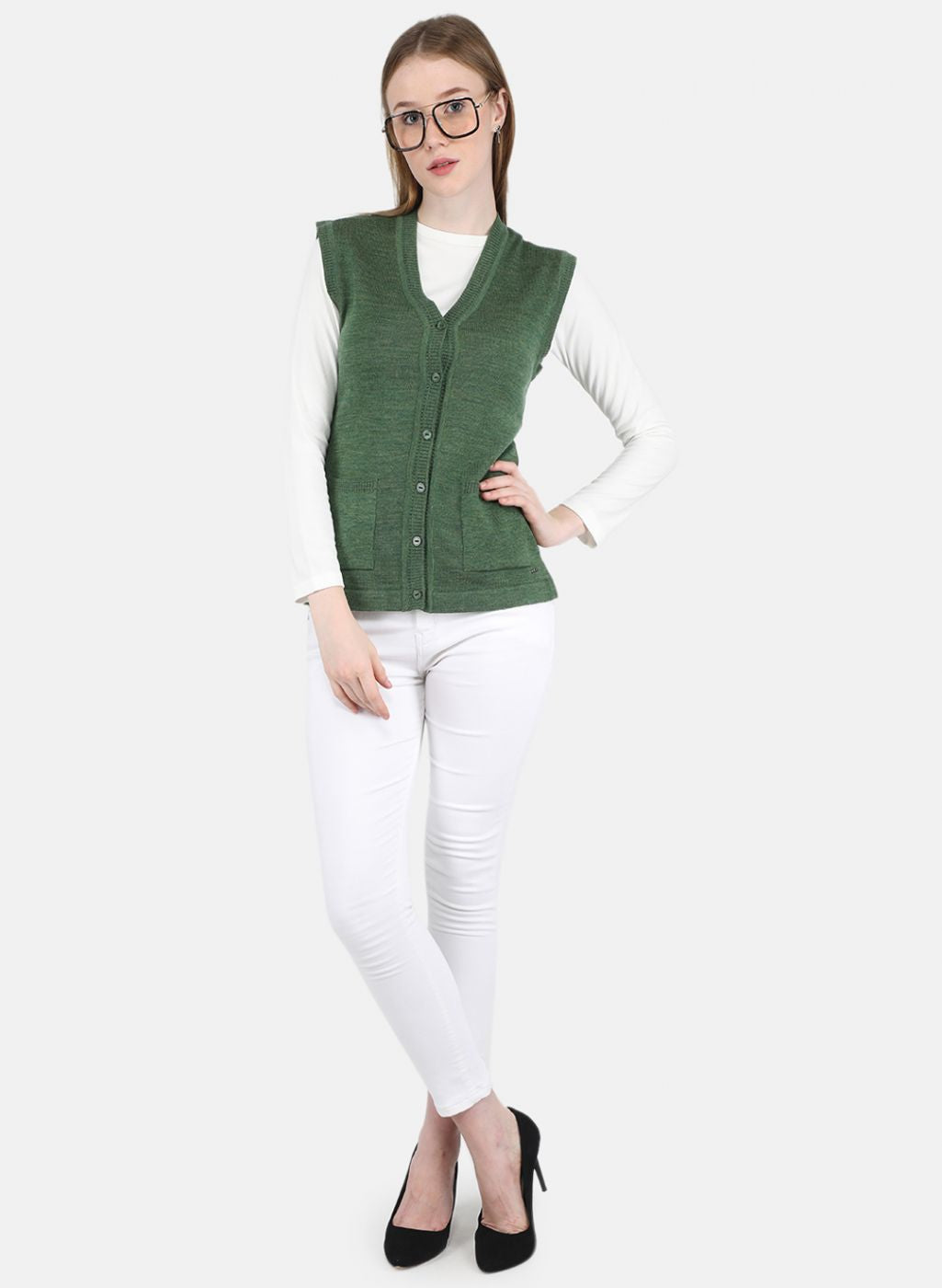 Women Olive Solid Cardigan
