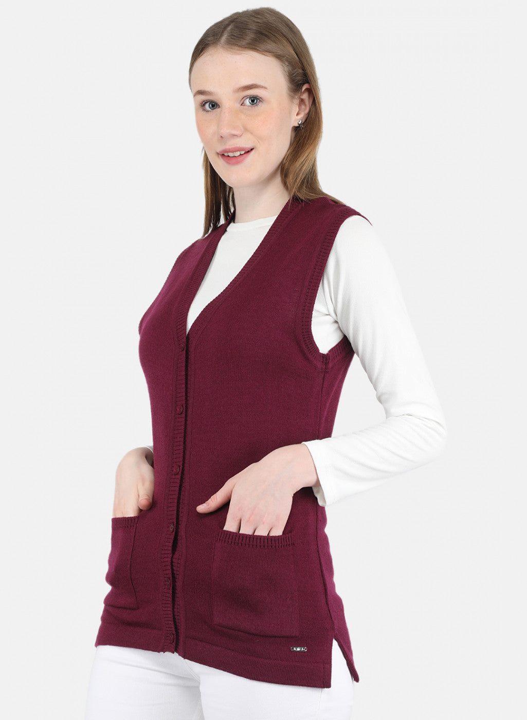 Women Purple Solid Cardigan