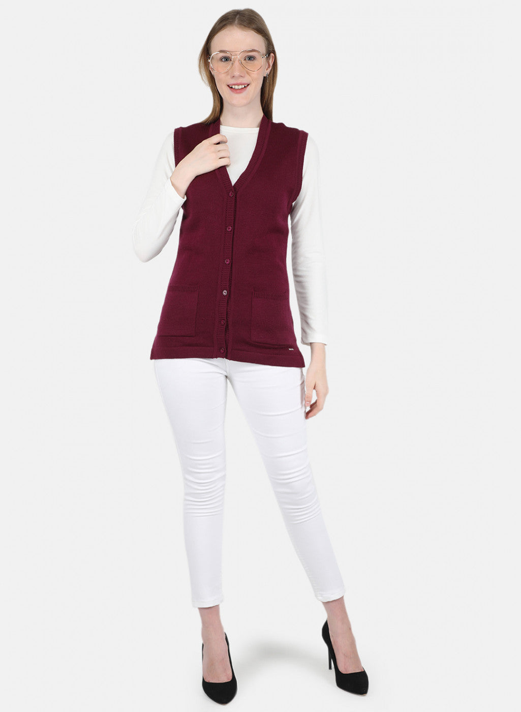 Women Purple Solid Cardigan