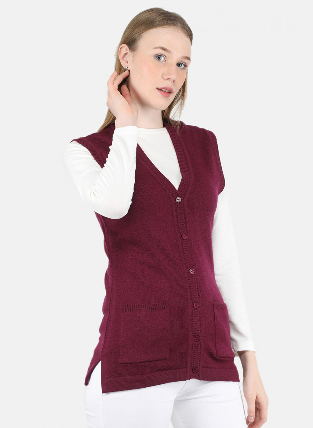 Women Purple Solid Cardigan