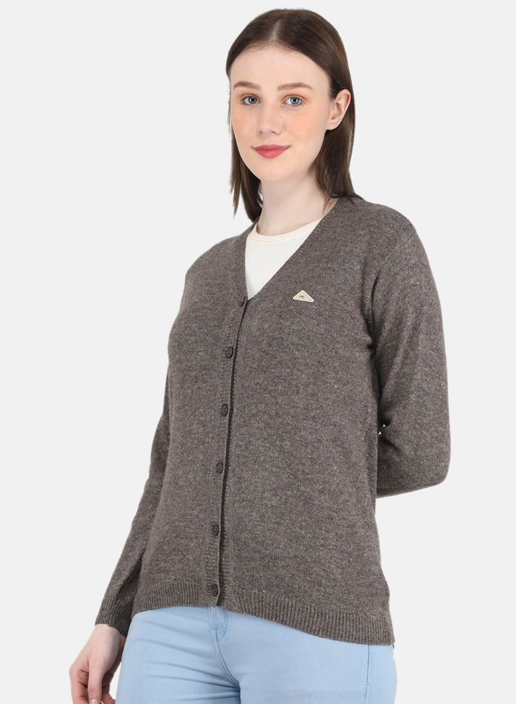 Women Brown Solid Cardigan