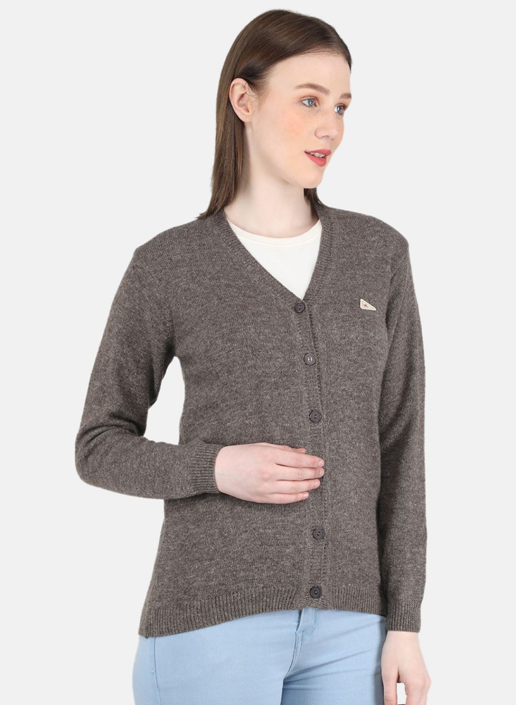 Women Brown Solid Cardigan