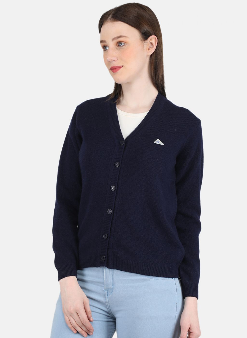 Women NAvy Blue Solid Cardigan
