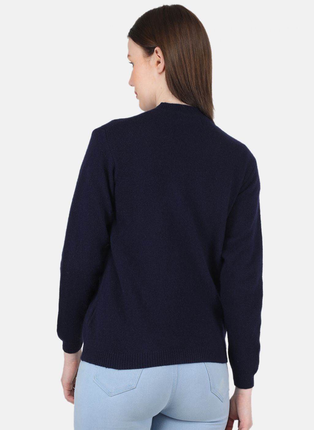 Women NAvy Blue Solid Cardigan