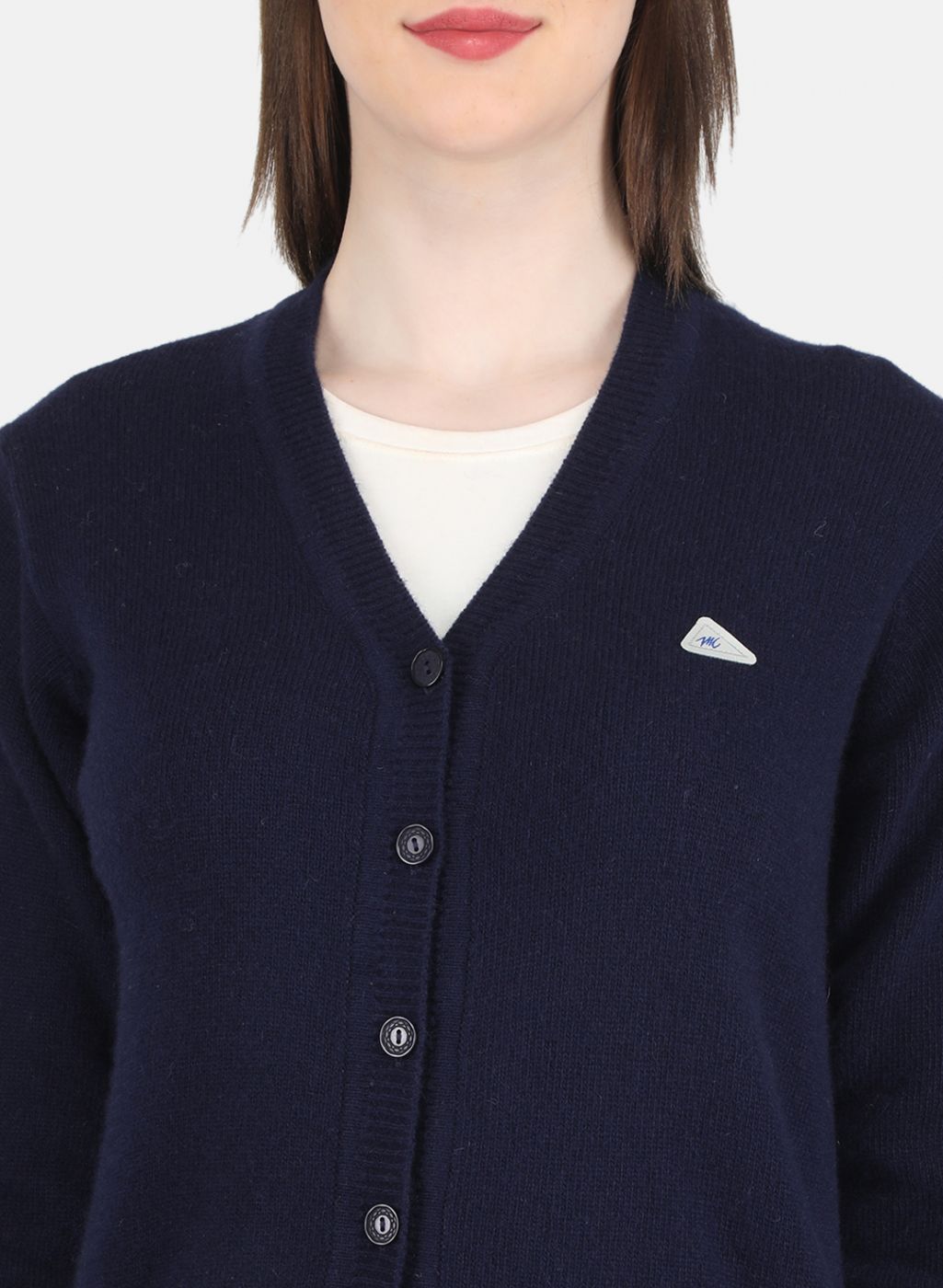 Women NAvy Blue Solid Cardigan