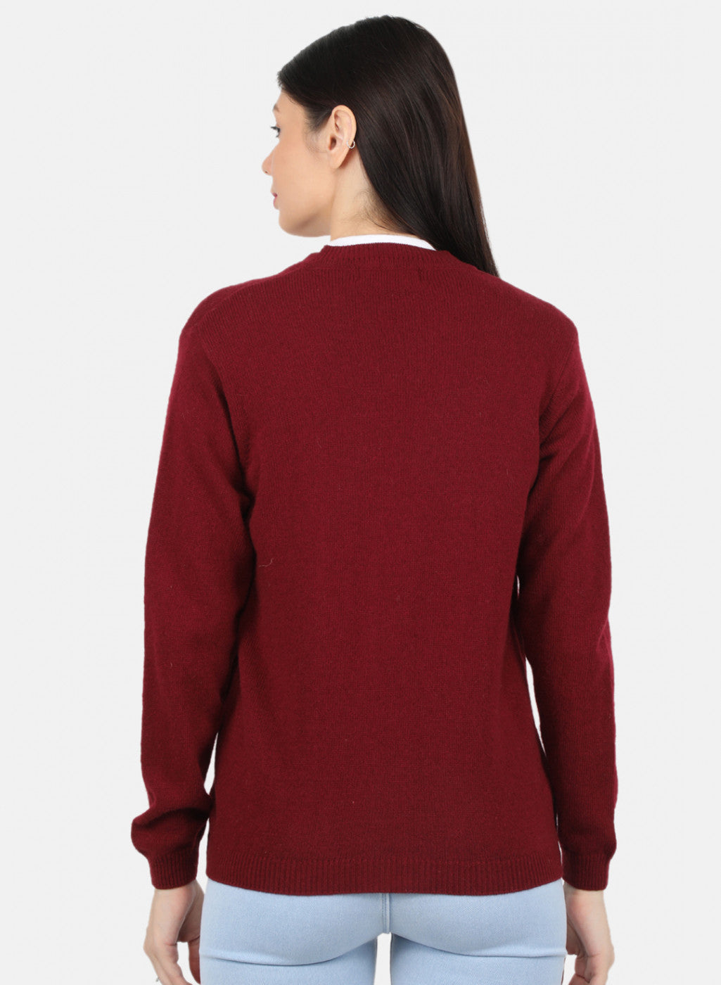 Women Maroon Solid Cardigan