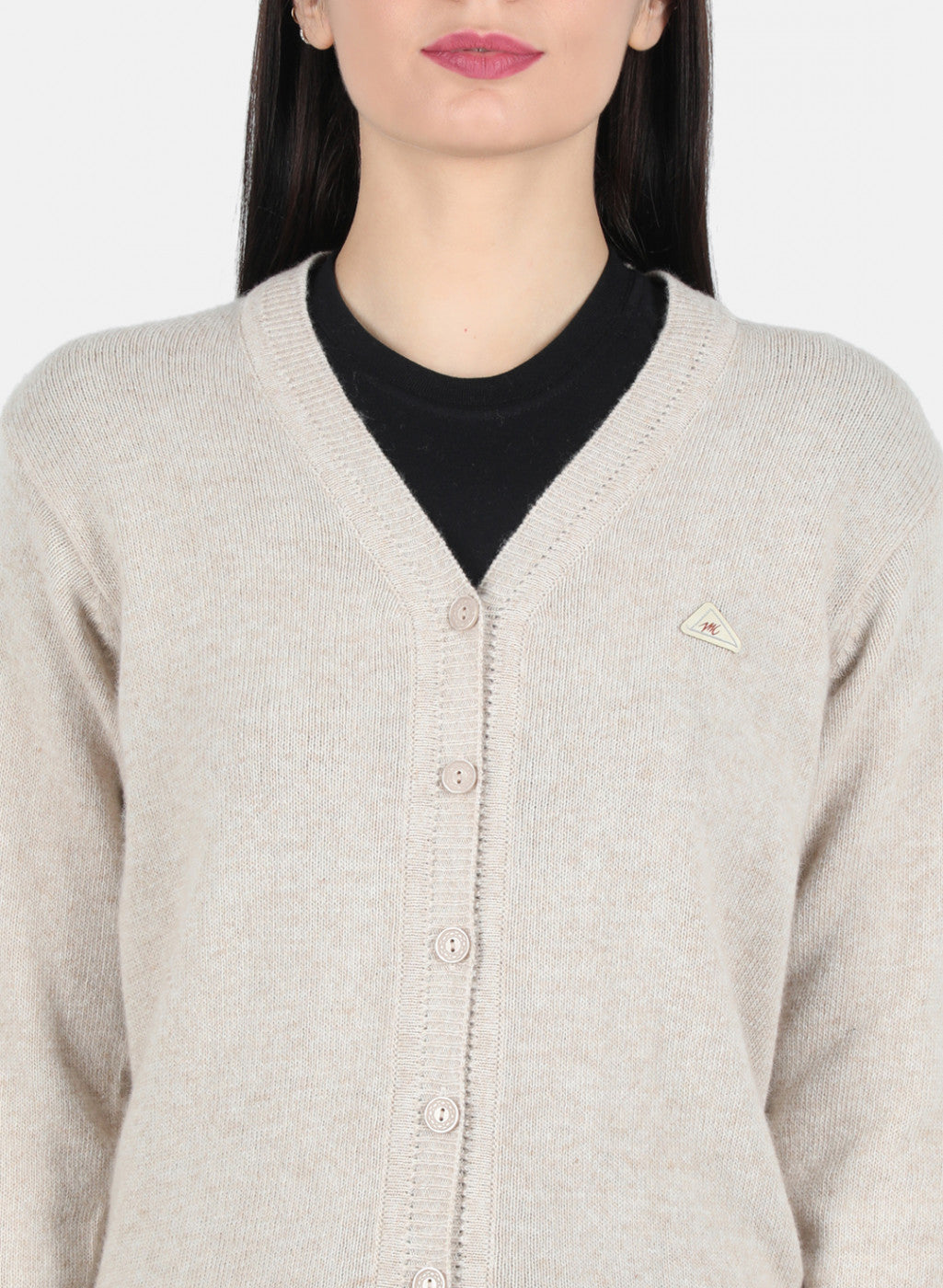 Women Beige Solid Cardigan