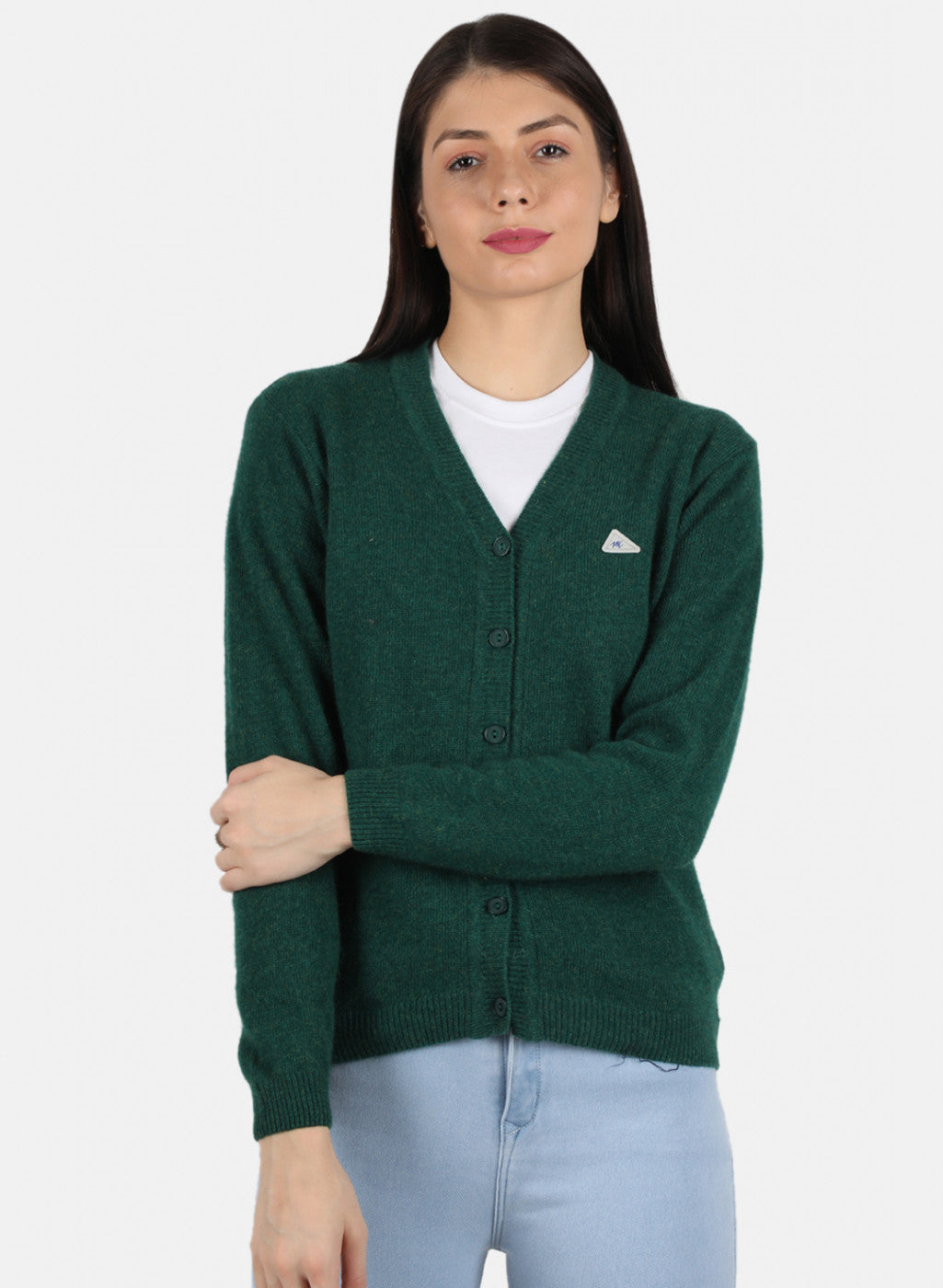 Women Green Solid Cardigan