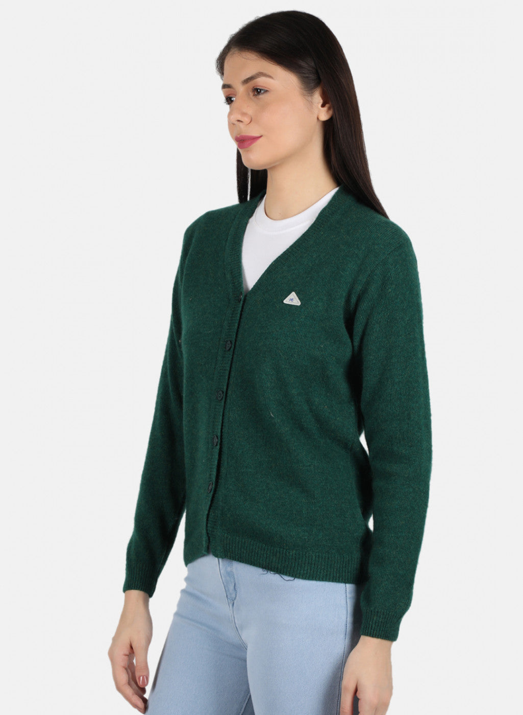 Women Green Solid Cardigan