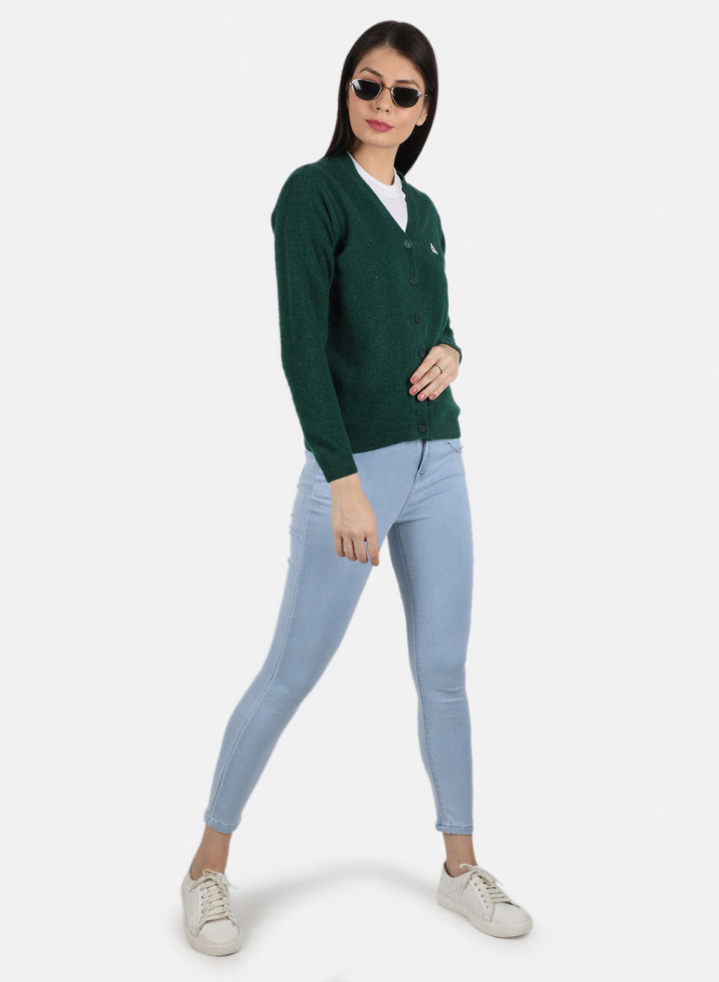 Women Green Solid Cardigan