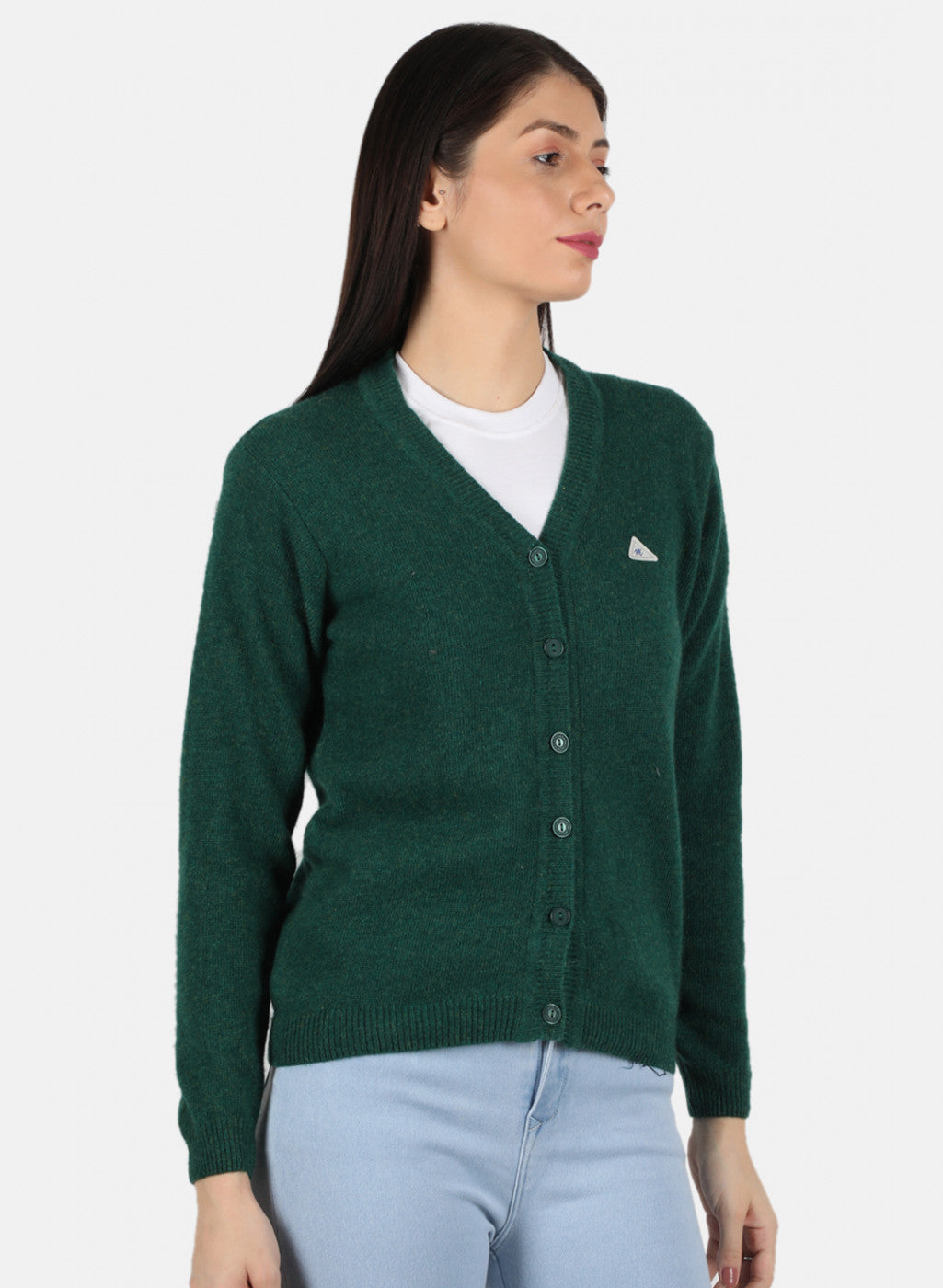 Women Green Solid Cardigan