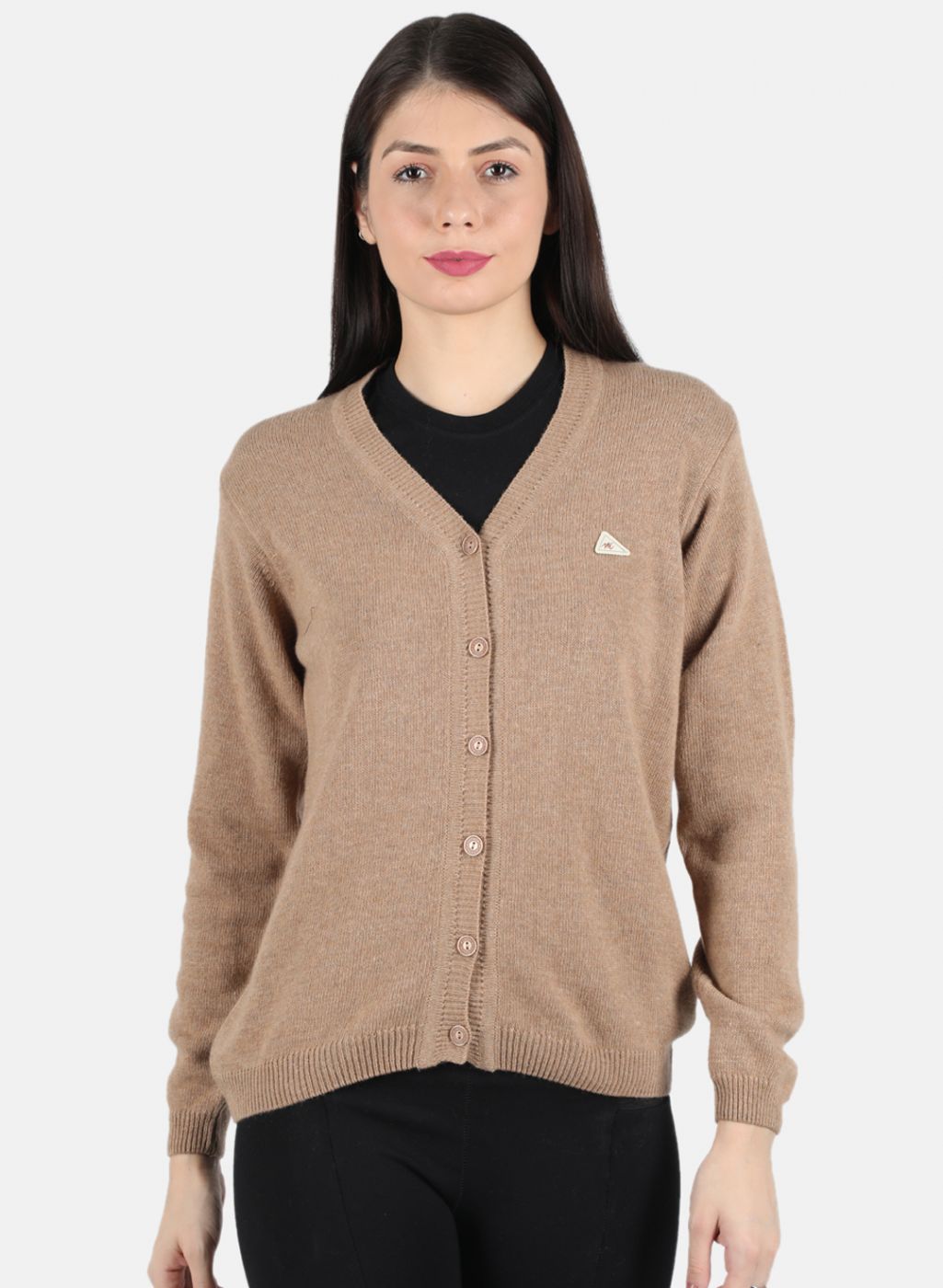 Women Beige Solid Cardigan