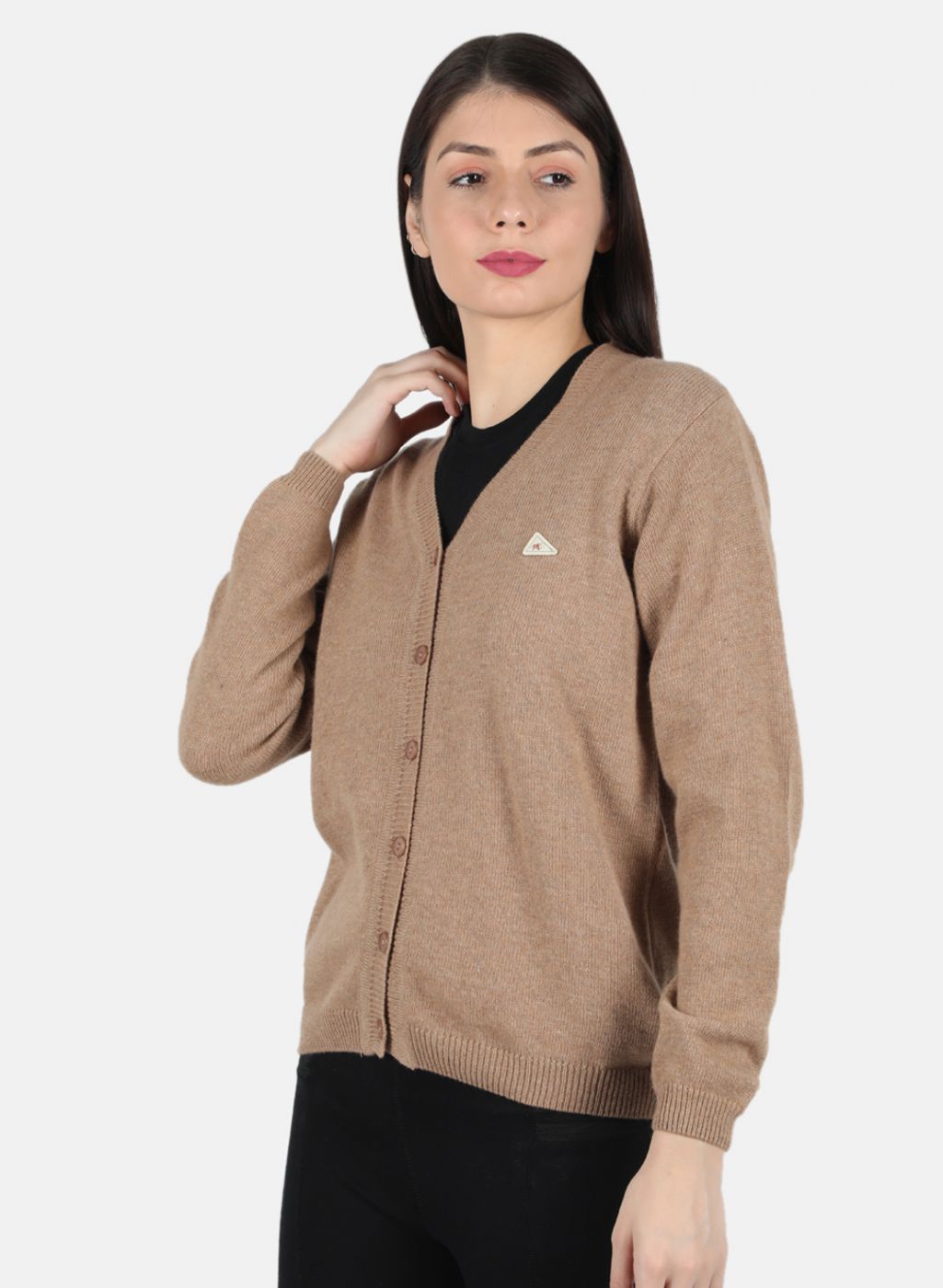 Women Beige Solid Cardigan