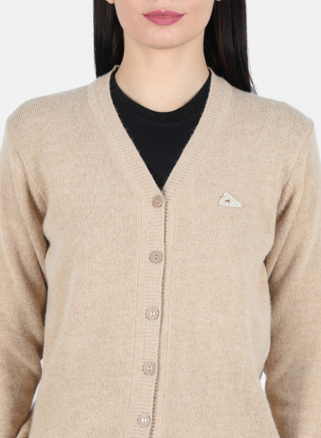 Women Beige Solid Cardigan