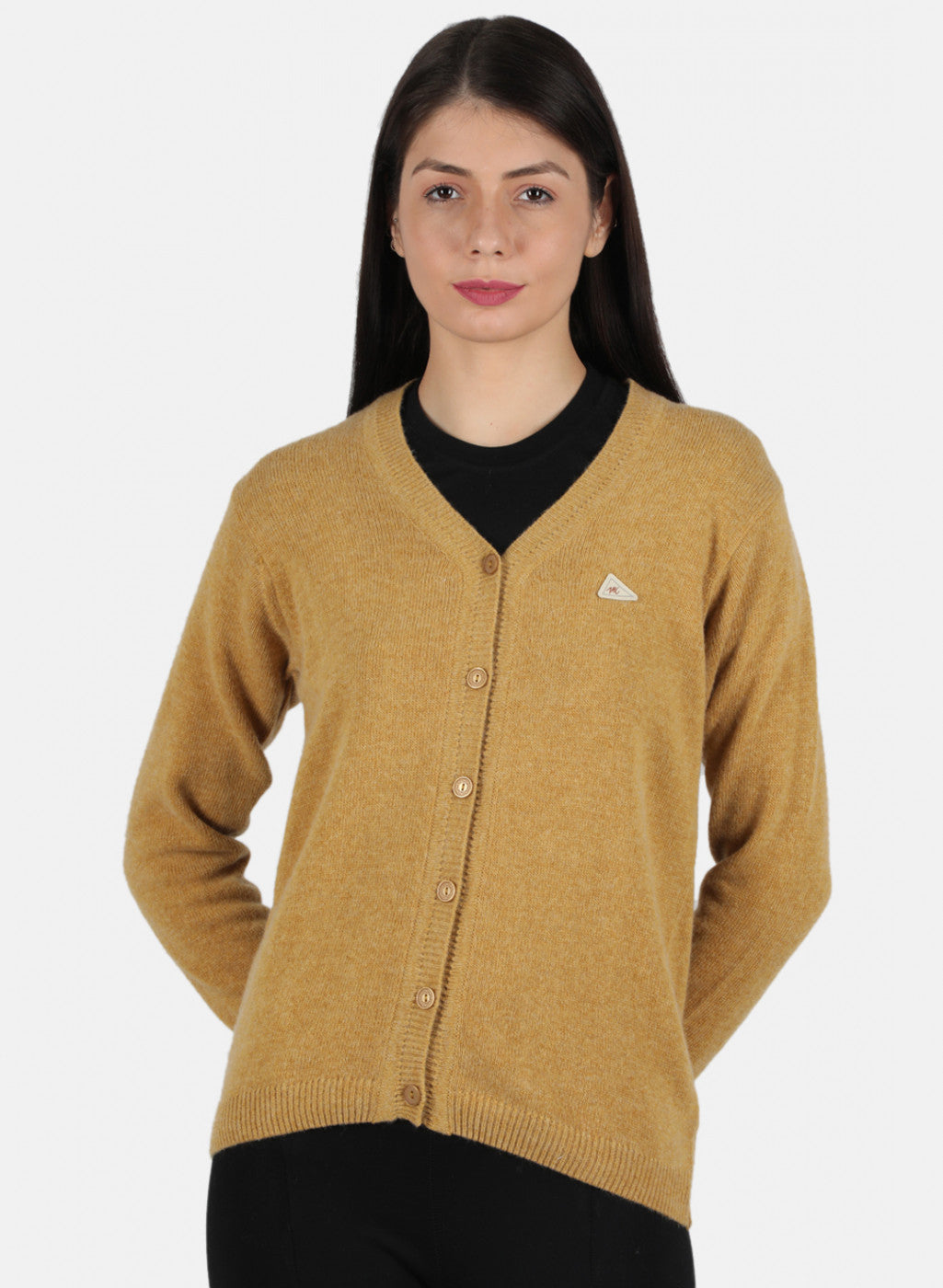 Women Mustard Solid Cardigan