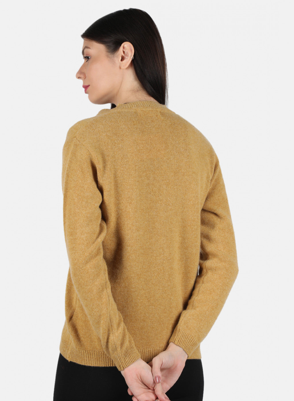 Women Mustard Solid Cardigan